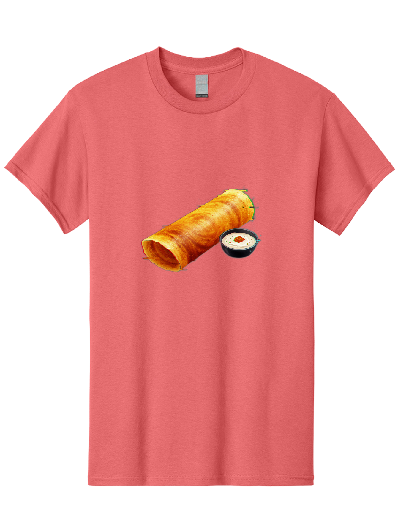 Chicken-Roll Men'S Graphic Tee, 100% Cotton, Comfortable Casual Summer Wear, Machine Washable, Masala Dosa, South Indian Cuisine, Dosa With Chutney, Indian Breakfast, Street Food, Traditional Recipe, Dosa Roll, Chutney Bowl, Crispy Dosa, Baa291