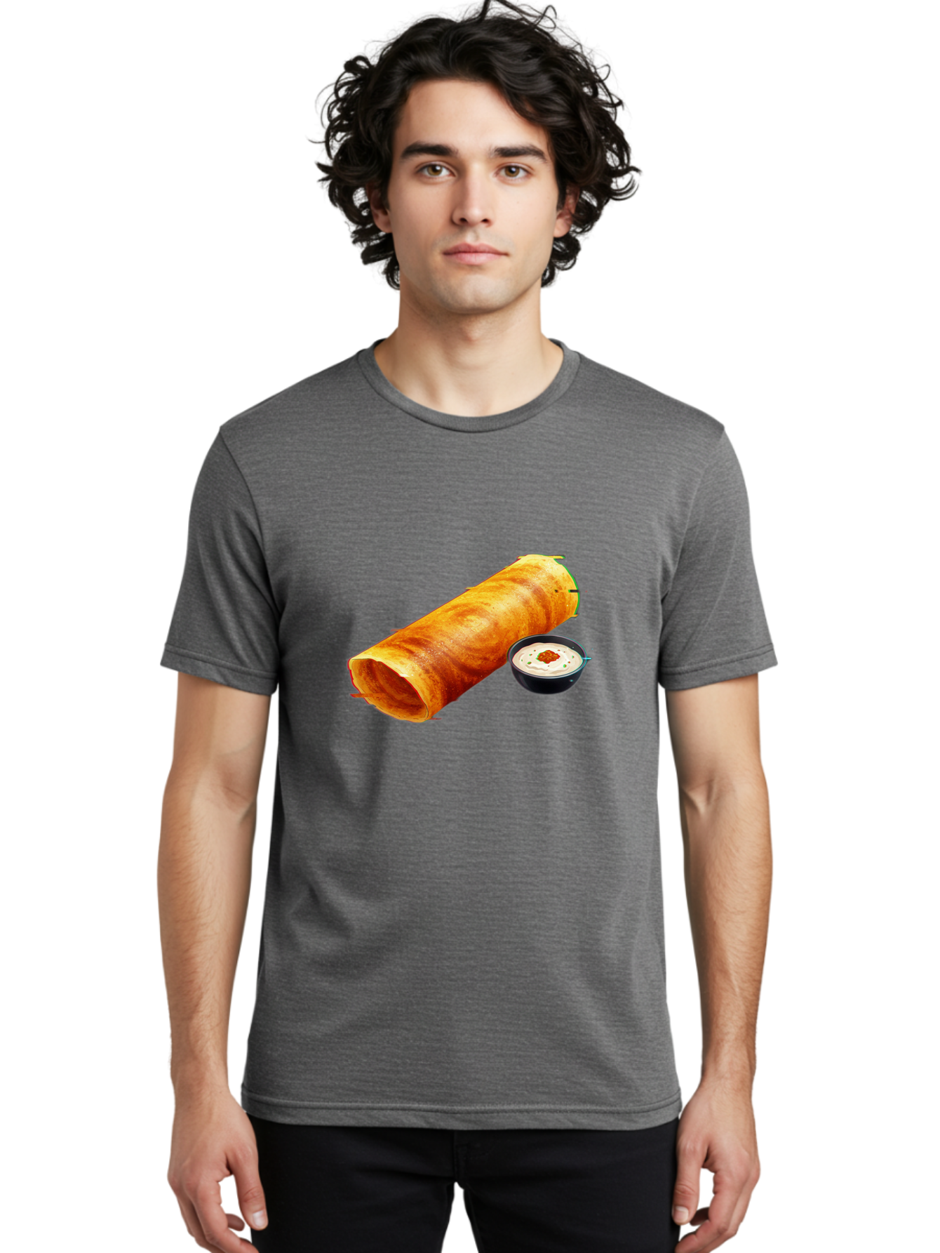 Chicken-Roll Men'S Graphic Tee, 100% Cotton, Comfortable Casual Summer Wear, Machine Washable, Masala Dosa, South Indian Cuisine, Dosa With Chutney, Indian Breakfast, Street Food, Traditional Recipe, Dosa Roll, Chutney Bowl, Crispy Dosa, Baa291