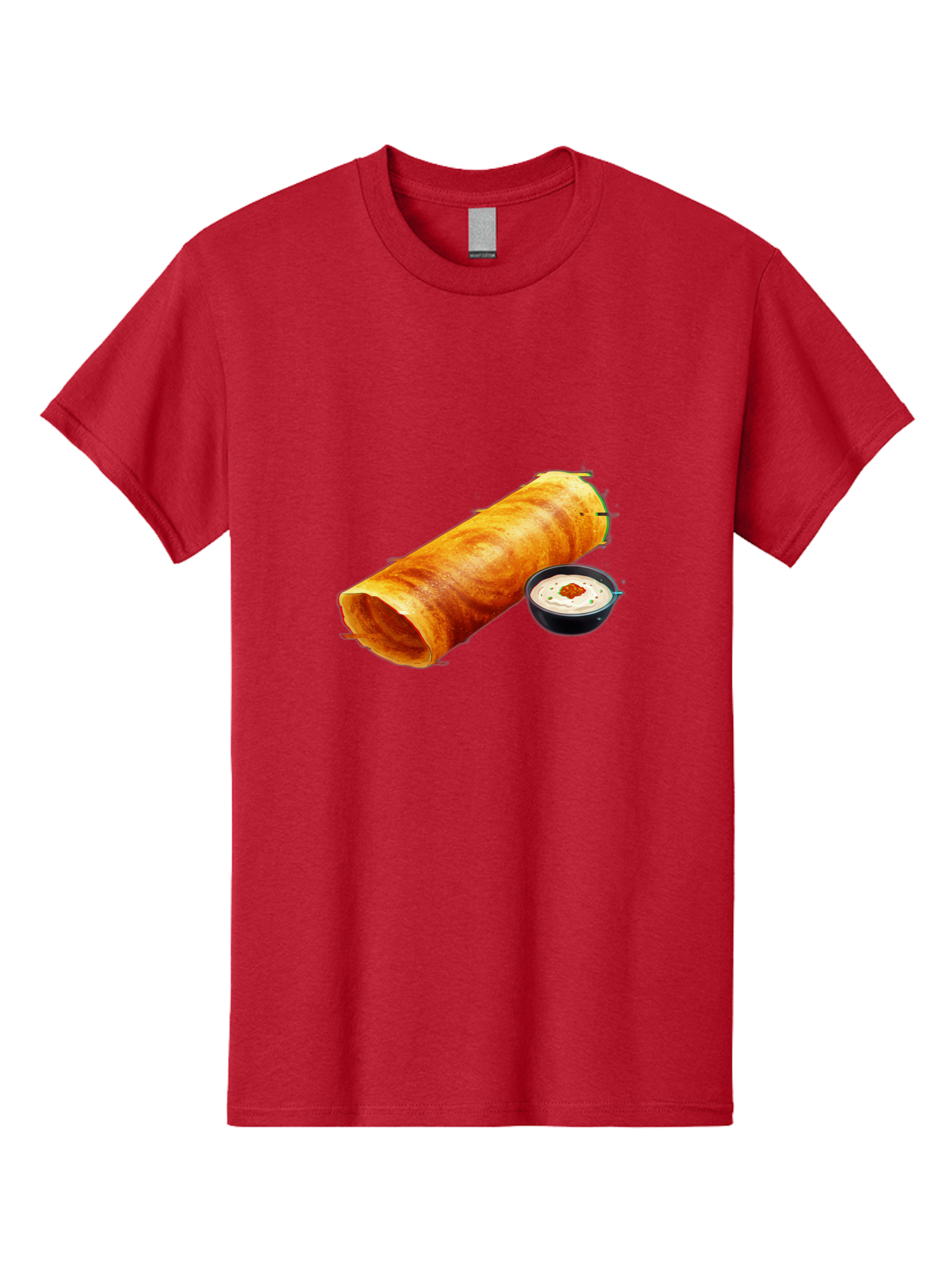 Chicken-Roll Men'S Graphic Tee, 100% Cotton, Comfortable Casual Summer Wear, Machine Washable, Masala Dosa, South Indian Cuisine, Dosa With Chutney, Indian Breakfast, Street Food, Traditional Recipe, Dosa Roll, Chutney Bowl, Crispy Dosa, Baa291