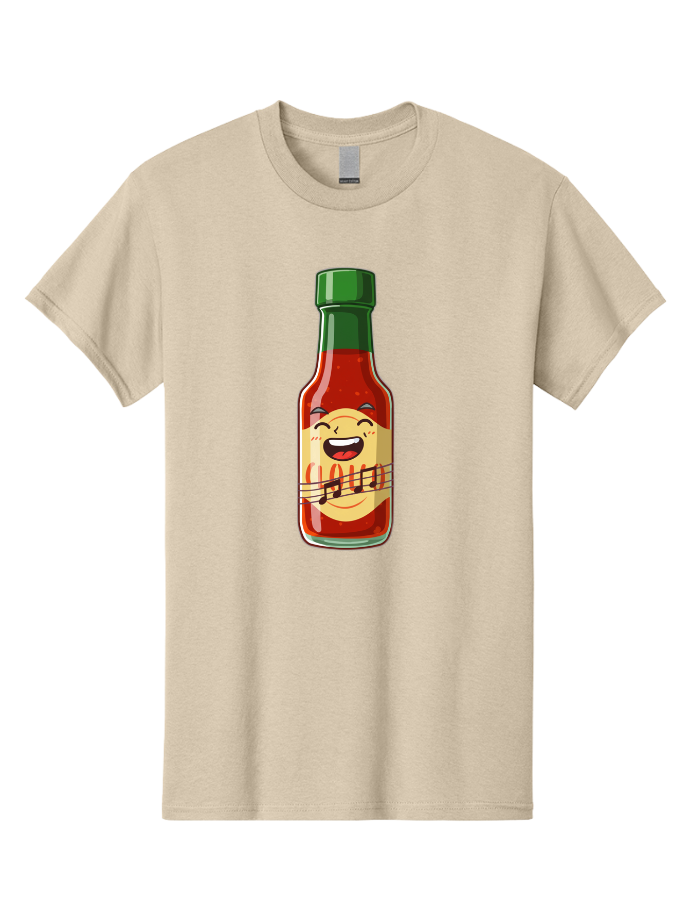 Chili-Sauce-Bottle Men'S Graphic Tee, 100% Cotton, Comfortable Casual Summer Wear, Machine Washable, Hot Sauce Bottle, Spicy Condiment, Cartoon Character, Laughing Face, Tabasco Sauce, Flavorful Food, Hot Pepper Sauce, Culinary Delight Baa292