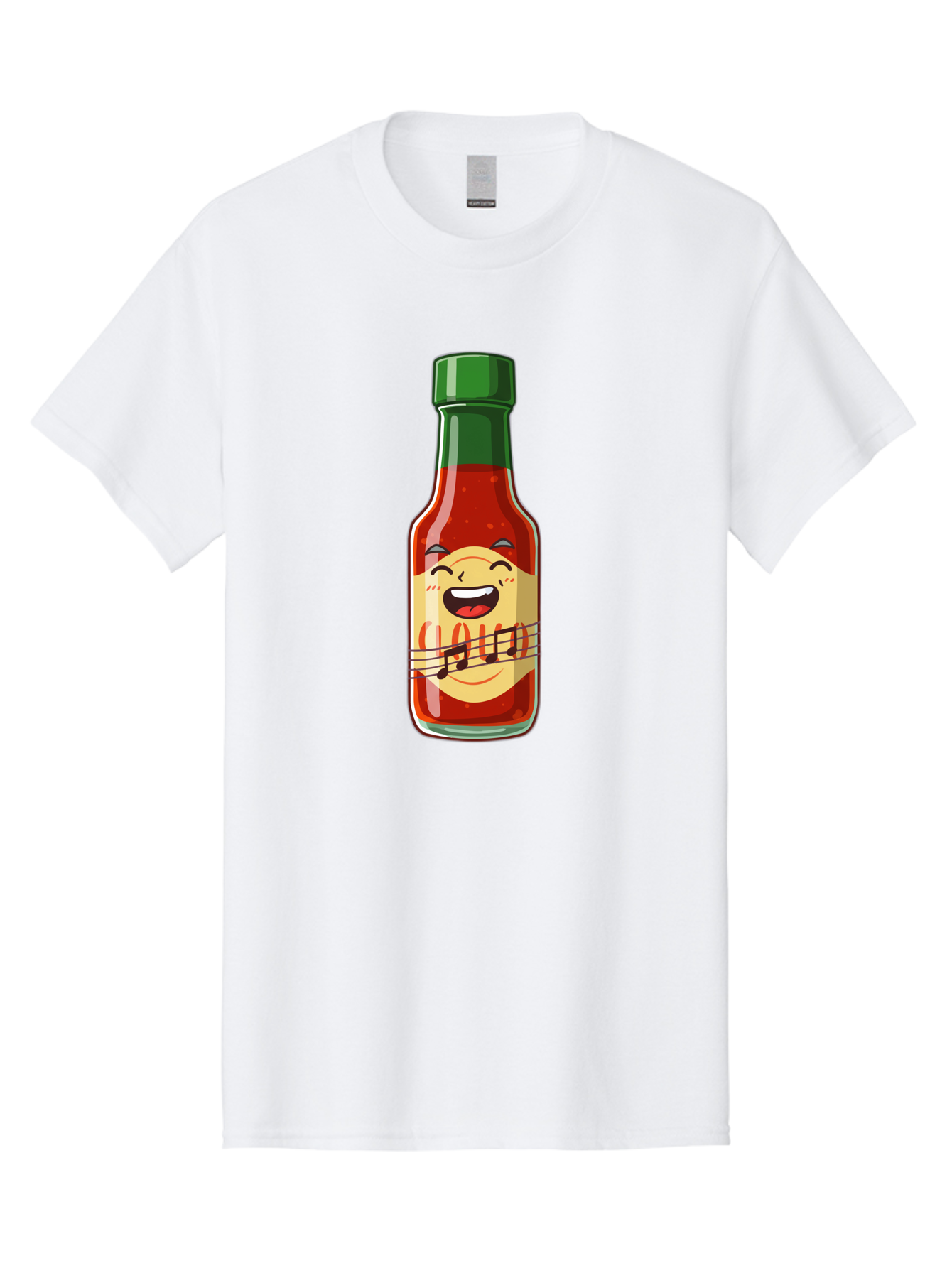 Chili-Sauce-Bottle Men'S Graphic Tee, 100% Cotton, Comfortable Casual Summer Wear, Machine Washable, Hot Sauce Bottle, Spicy Condiment, Cartoon Character, Laughing Face, Tabasco Sauce, Flavorful Food, Hot Pepper Sauce, Culinary Delight Baa292