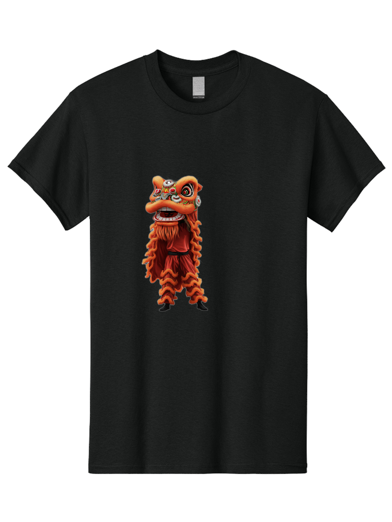 Chinese-Lion-Dance-Costume Men'S Graphic Tee, 100% Cotton, Comfortable Casual Summer Wear, Machine Washable, Chinese Lion Dance, Traditional Costume, Cultural Heritage, Mythical Creature, Vibrant Colors, Lively Performance, Intricate Design, Baa294