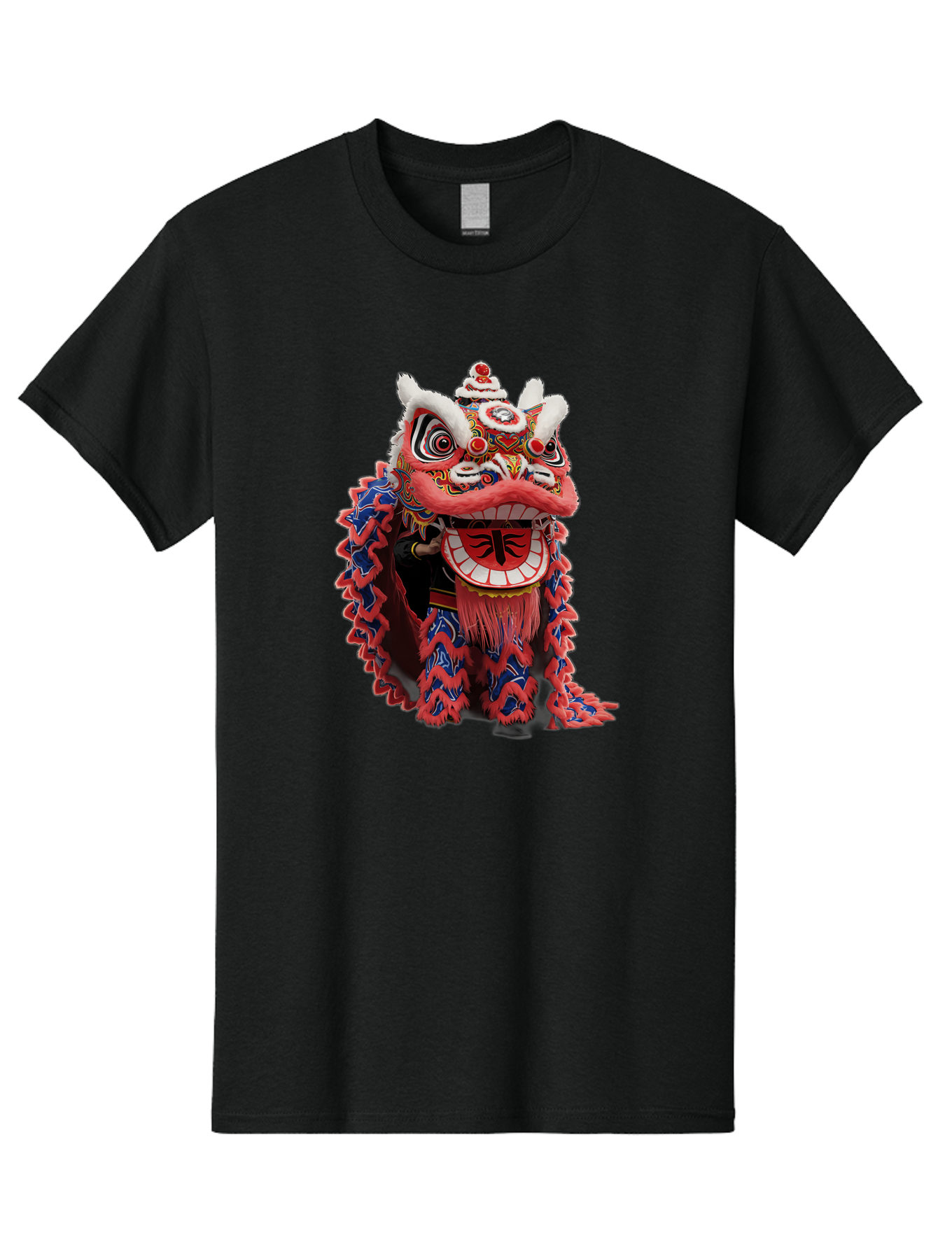 Chinese-Lion-Dance-Head Men'S Graphic Tee, 100% Cotton, Comfortable Casual Summer Wear, Machine Washable, Lion Dance Costume, Traditional Chinese Lion, Cultural Heritage, Festive Celebrations, Vibrant Colors, Intricate Designs, Baa295
