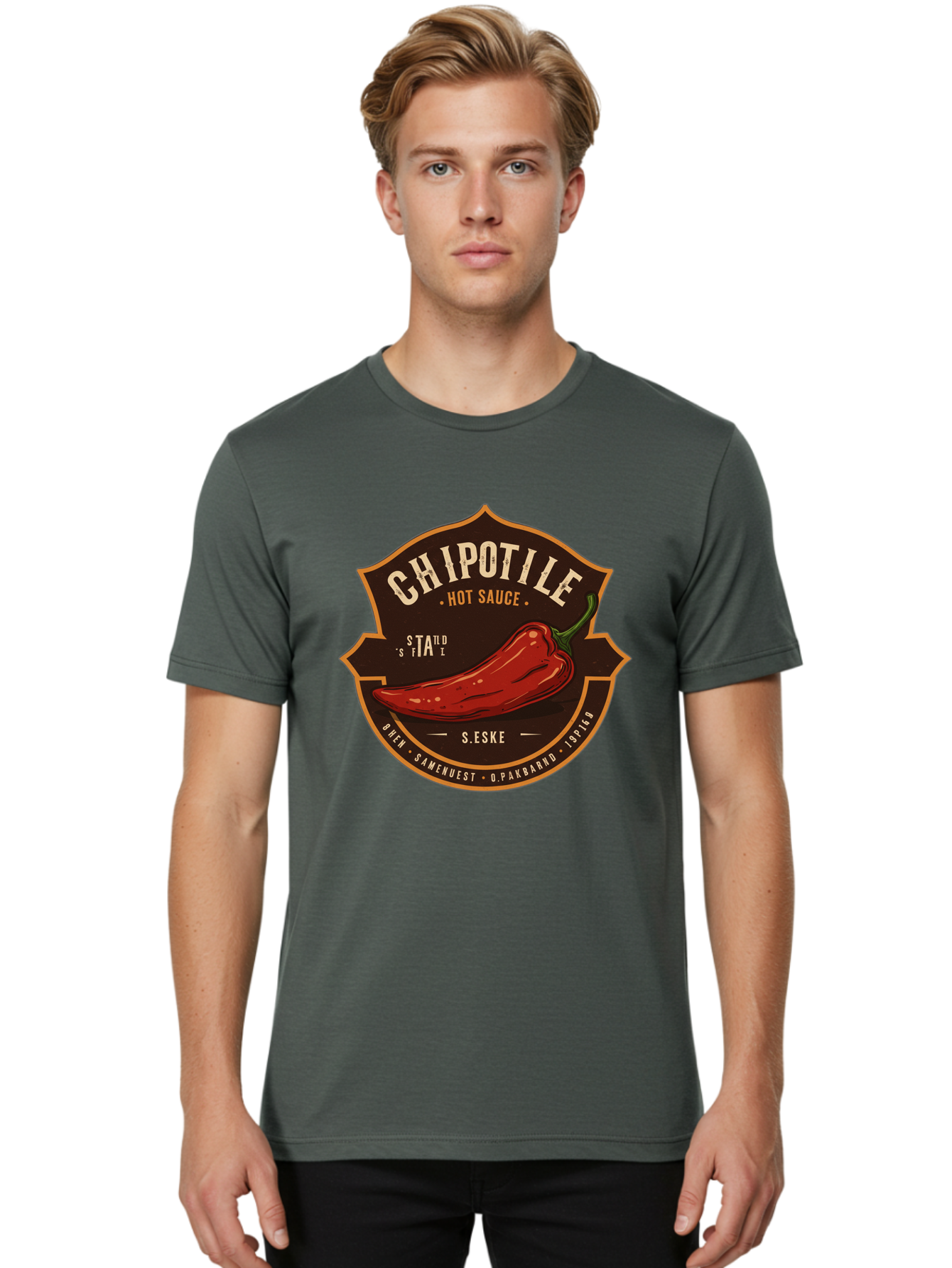 Chipotle-Hot-Sauce Men'S Graphic Tee, 100% Cotton, Comfortable Casual Summer Wear, Machine Washable, Chipotle Pepper, Hot Sauce, Spicy Food, Red Pepper, Condiment, Gourmet Sauce, Savory Flavor, Smoky Heat, Fiery Taste, Spicy Condiment Baa297