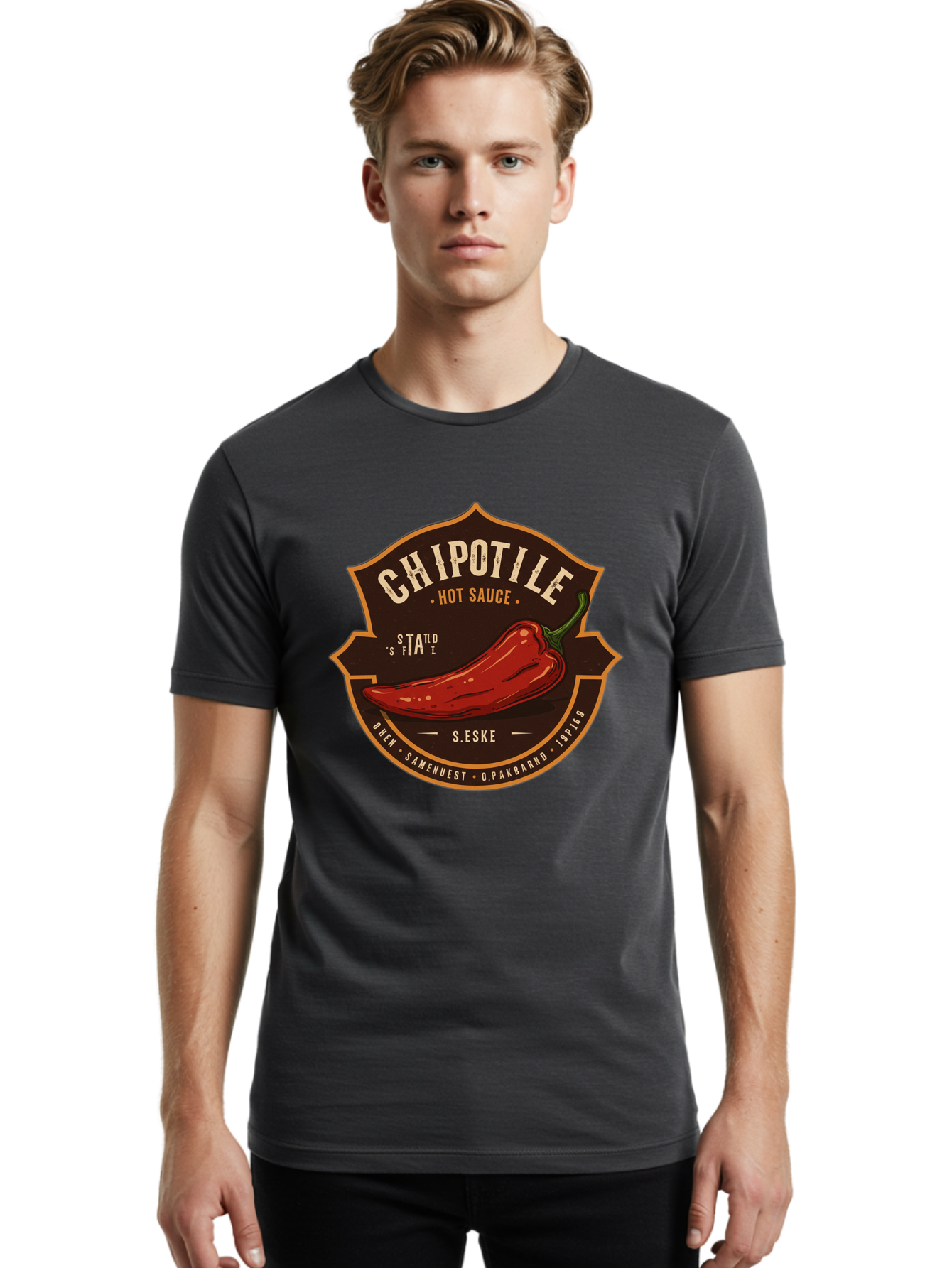 Chipotle-Hot-Sauce Men'S Graphic Tee, 100% Cotton, Comfortable Casual Summer Wear, Machine Washable, Chipotle Pepper, Hot Sauce, Spicy Food, Red Pepper, Condiment, Gourmet Sauce, Savory Flavor, Smoky Heat, Fiery Taste, Spicy Condiment Baa297