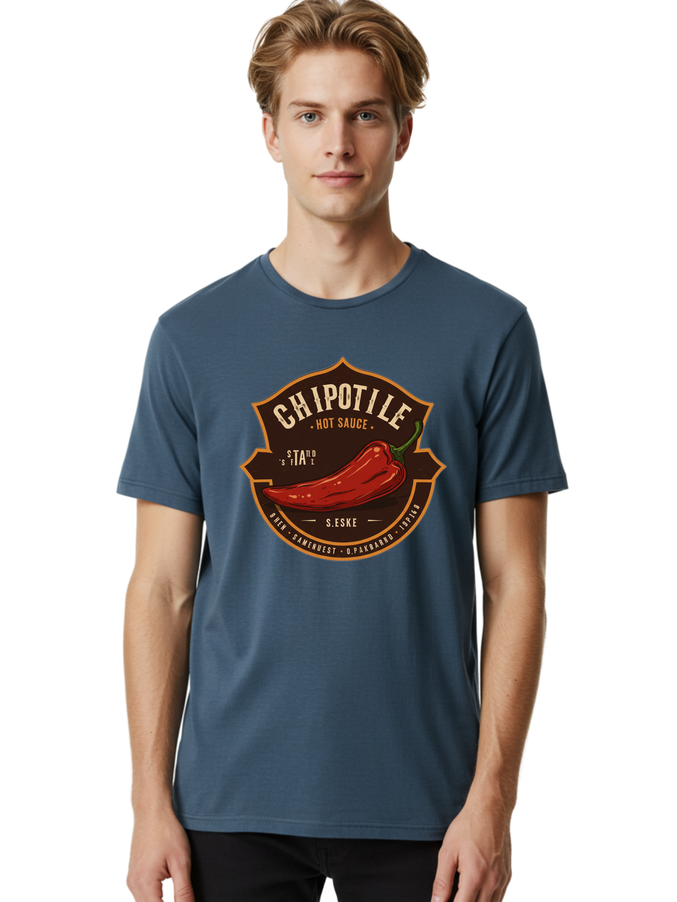 Chipotle-Hot-Sauce Men'S Graphic Tee, 100% Cotton, Comfortable Casual Summer Wear, Machine Washable, Chipotle Pepper, Hot Sauce, Spicy Food, Red Pepper, Condiment, Gourmet Sauce, Savory Flavor, Smoky Heat, Fiery Taste, Spicy Condiment Baa297