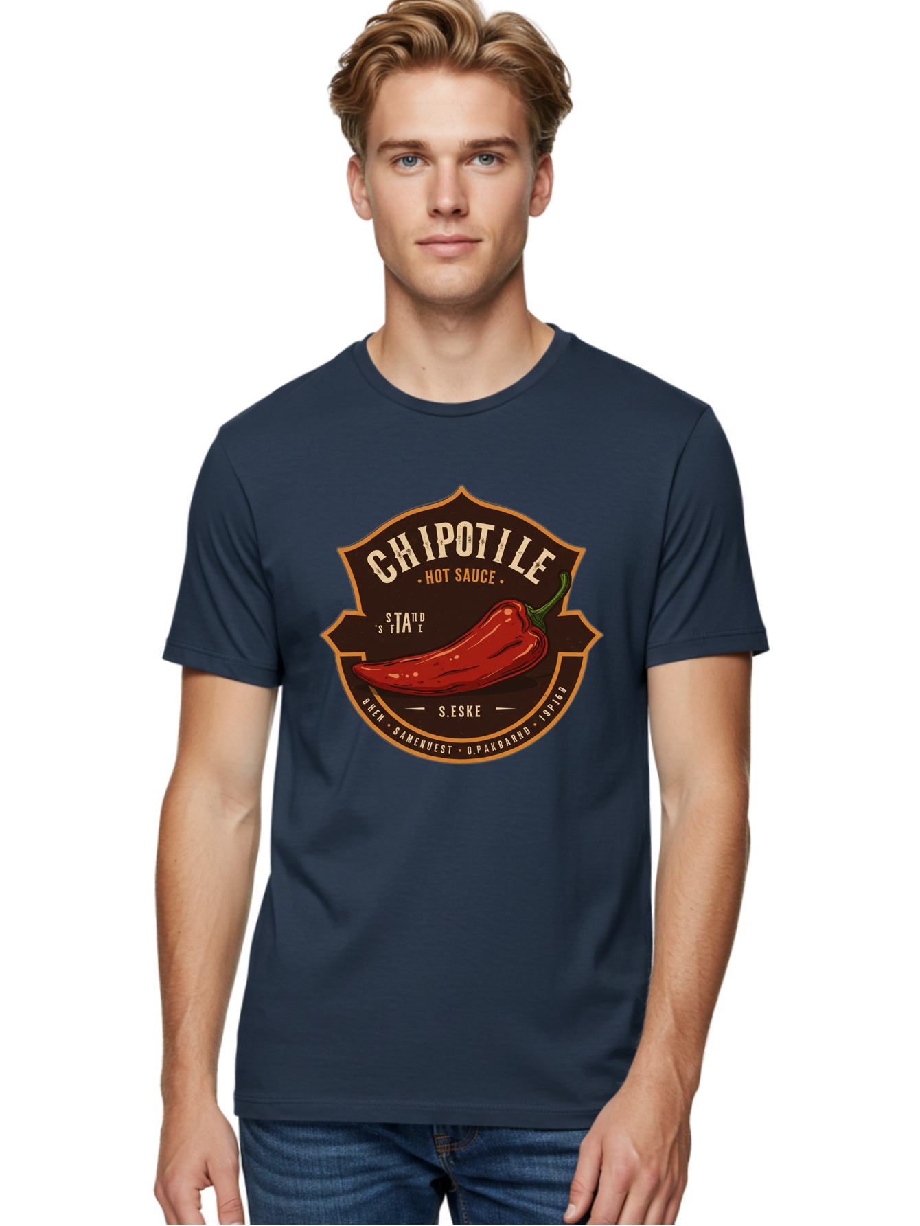 Chipotle-Hot-Sauce Men'S Graphic Tee, 100% Cotton, Comfortable Casual Summer Wear, Machine Washable, Chipotle Pepper, Hot Sauce, Spicy Food, Red Pepper, Condiment, Gourmet Sauce, Savory Flavor, Smoky Heat, Fiery Taste, Spicy Condiment Baa297