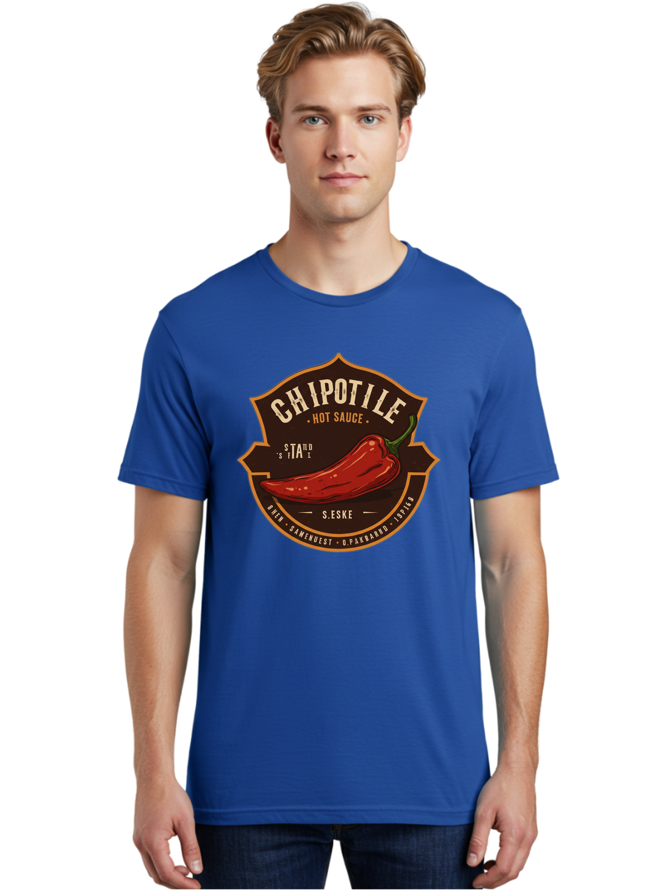 Chipotle-Hot-Sauce Men'S Graphic Tee, 100% Cotton, Comfortable Casual Summer Wear, Machine Washable, Chipotle Pepper, Hot Sauce, Spicy Food, Red Pepper, Condiment, Gourmet Sauce, Savory Flavor, Smoky Heat, Fiery Taste, Spicy Condiment Baa297