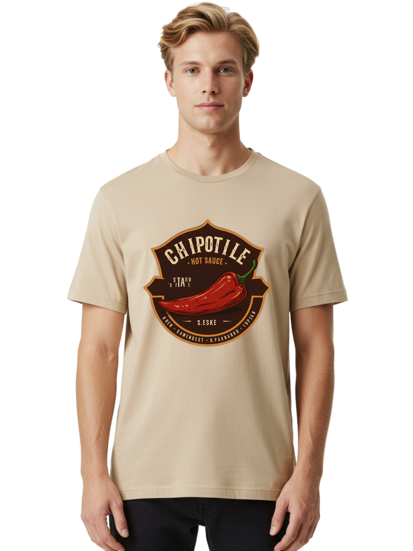 Chipotle-Hot-Sauce Men'S Graphic Tee, 100% Cotton, Comfortable Casual Summer Wear, Machine Washable, Chipotle Pepper, Hot Sauce, Spicy Food, Red Pepper, Condiment, Gourmet Sauce, Savory Flavor, Smoky Heat, Fiery Taste, Spicy Condiment Baa297