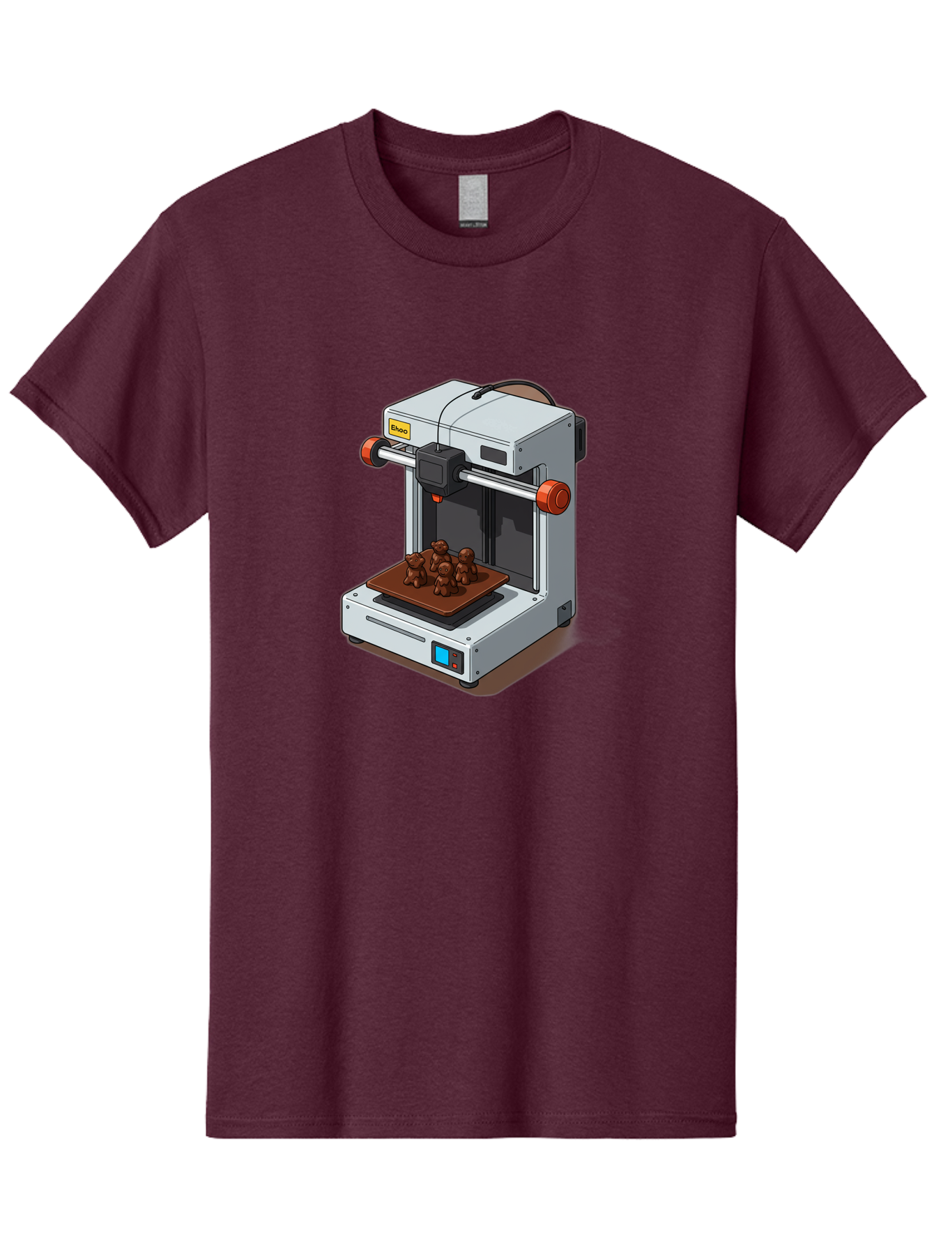 Choco-3D-Printer Men'S Graphic Tee, 100% Cotton, Comfortable Casual Summer Wear, Machine Washable, 3D Printing Technology, Additive Manufacturing, Chocolate Printing, 3D Chocolate Printer, Makergear, Digital Fabrication, Prototype Development, Baa298