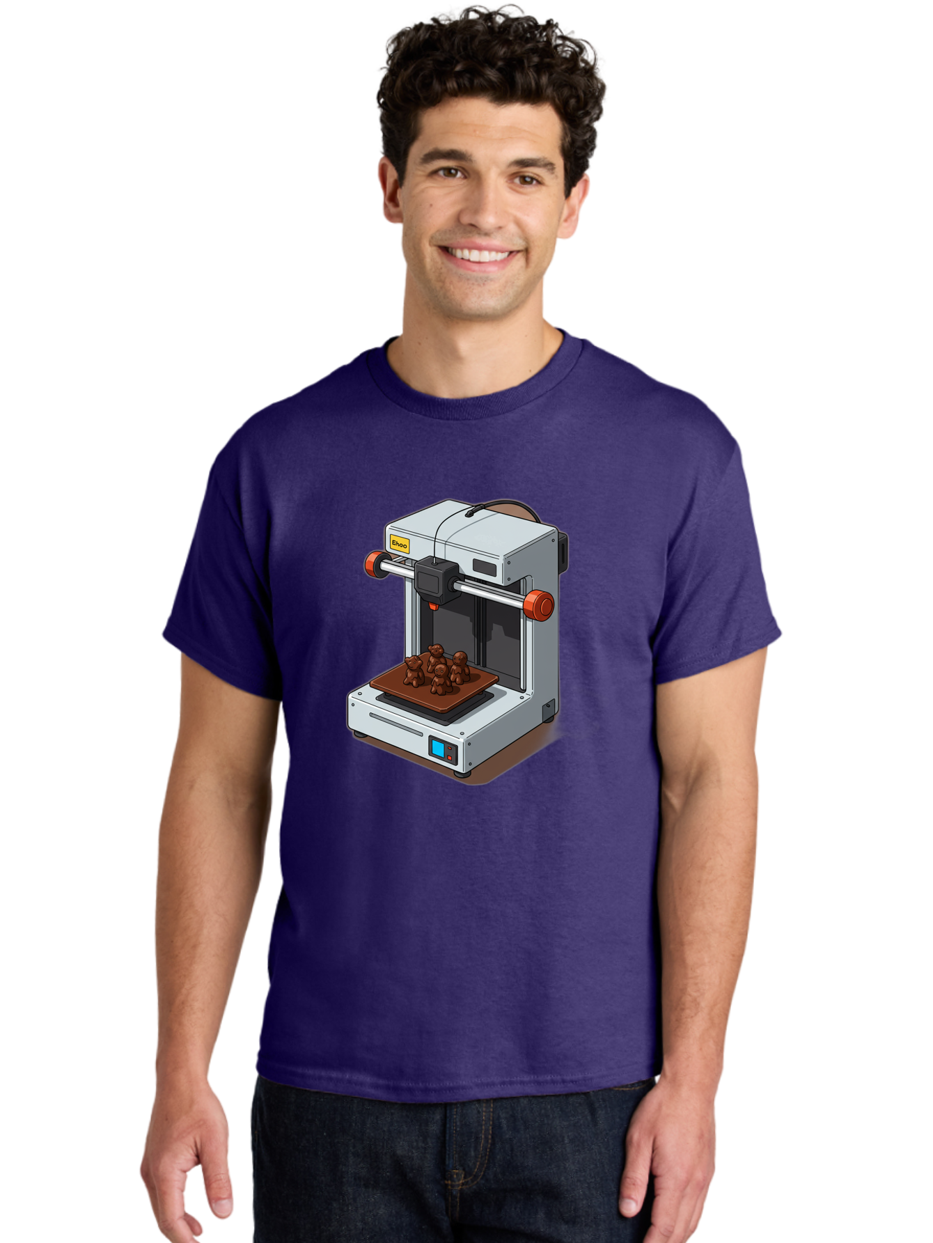Choco-3D-Printer Men'S Graphic Tee, 100% Cotton, Comfortable Casual Summer Wear, Machine Washable, 3D Printing Technology, Additive Manufacturing, Chocolate Printing, 3D Chocolate Printer, Makergear, Digital Fabrication, Prototype Development, Baa298
