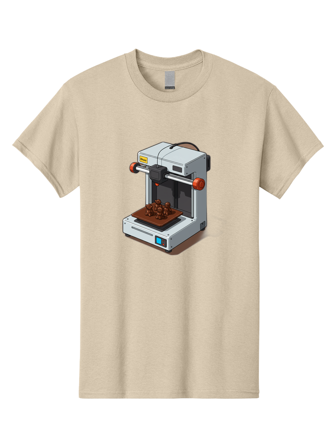 Choco-3D-Printer Men'S Graphic Tee, 100% Cotton, Comfortable Casual Summer Wear, Machine Washable, 3D Printing Technology, Additive Manufacturing, Chocolate Printing, 3D Chocolate Printer, Makergear, Digital Fabrication, Prototype Development, Baa298