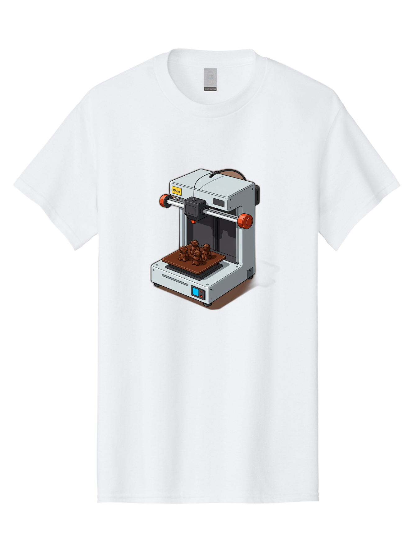 Choco-3D-Printer Men'S Graphic Tee, 100% Cotton, Comfortable Casual Summer Wear, Machine Washable, 3D Printing Technology, Additive Manufacturing, Chocolate Printing, 3D Chocolate Printer, Makergear, Digital Fabrication, Prototype Development, Baa298