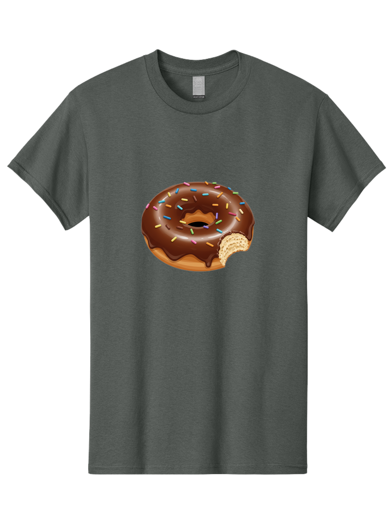 Chocolate-Donut-1 Men'S Graphic Tee, 100% Cotton, Comfortable Casual Summer Wear, Machine Washable, Chocolate Donut, Donut With Sprinkles, Bitten Donut, Sweet Treat, Dessert, Baked Goods, Colorful Sprinkles, Tasty Pastry, Delicious Donut Baa300