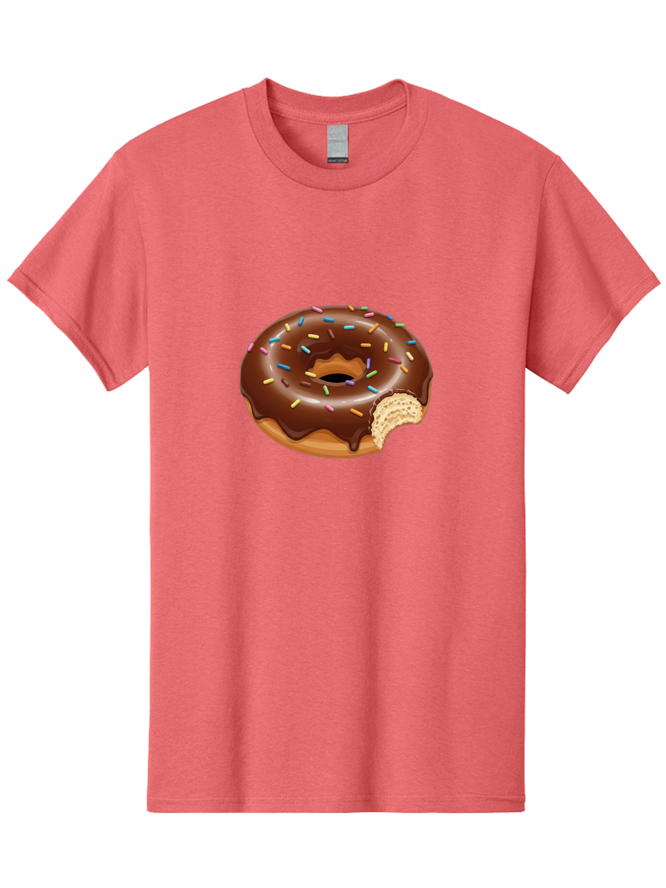 Chocolate-Donut-1 Men'S Graphic Tee, 100% Cotton, Comfortable Casual Summer Wear, Machine Washable, Chocolate Donut, Donut With Sprinkles, Bitten Donut, Sweet Treat, Dessert, Baked Goods, Colorful Sprinkles, Tasty Pastry, Delicious Donut Baa300