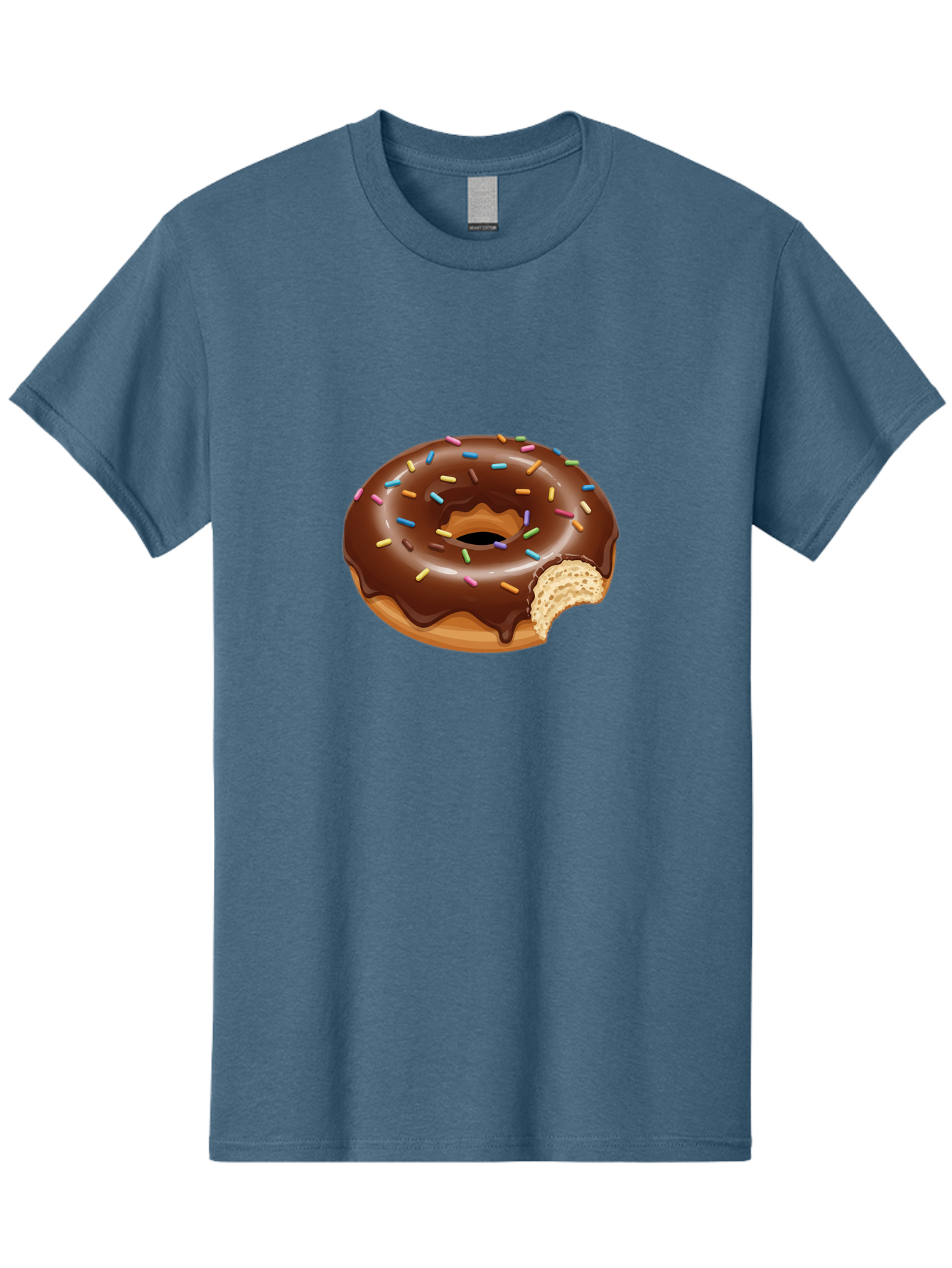 Chocolate-Donut-1 Men'S Graphic Tee, 100% Cotton, Comfortable Casual Summer Wear, Machine Washable, Chocolate Donut, Donut With Sprinkles, Bitten Donut, Sweet Treat, Dessert, Baked Goods, Colorful Sprinkles, Tasty Pastry, Delicious Donut Baa300