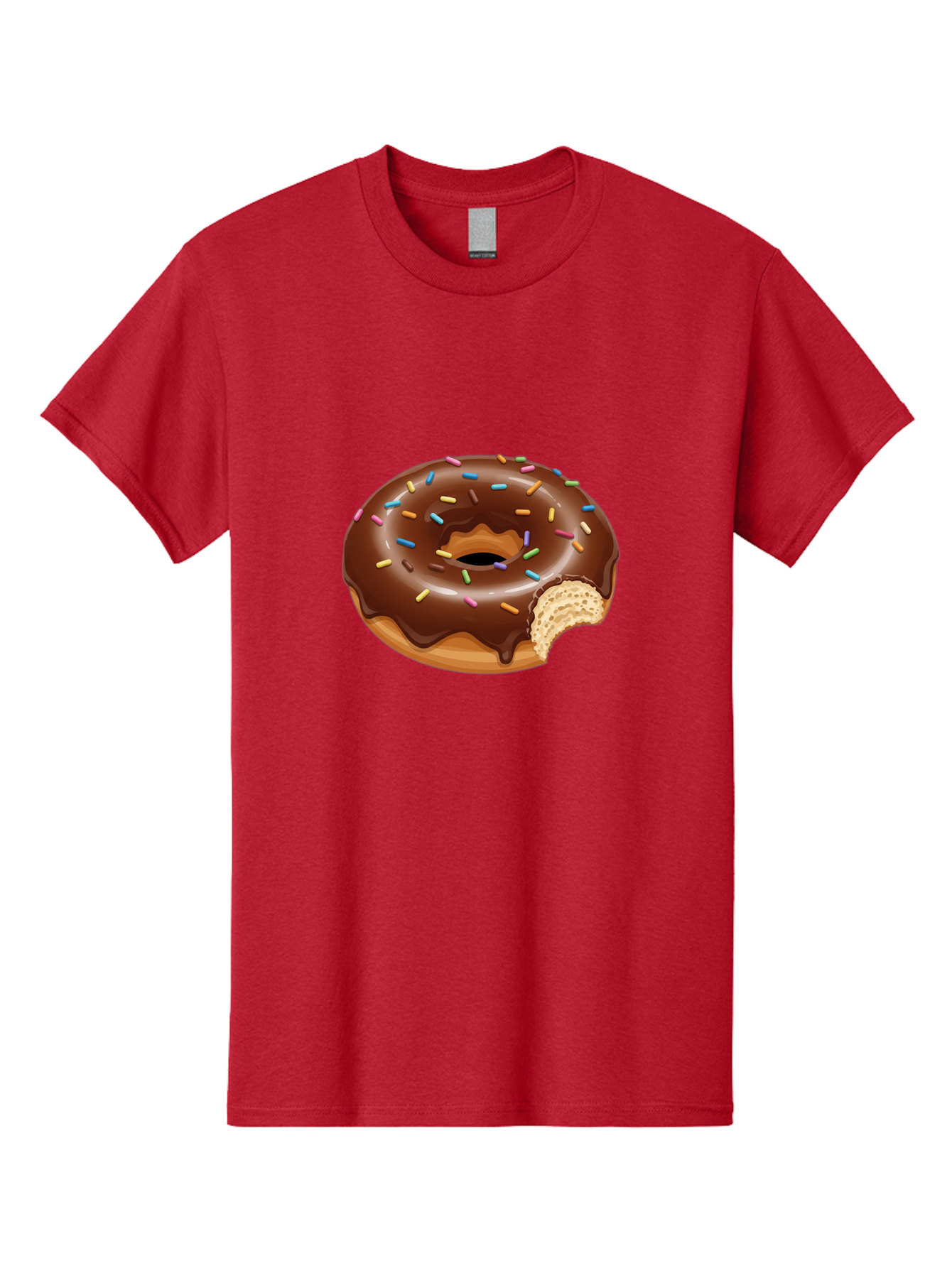 Chocolate-Donut-1 Men'S Graphic Tee, 100% Cotton, Comfortable Casual Summer Wear, Machine Washable, Chocolate Donut, Donut With Sprinkles, Bitten Donut, Sweet Treat, Dessert, Baked Goods, Colorful Sprinkles, Tasty Pastry, Delicious Donut Baa300
