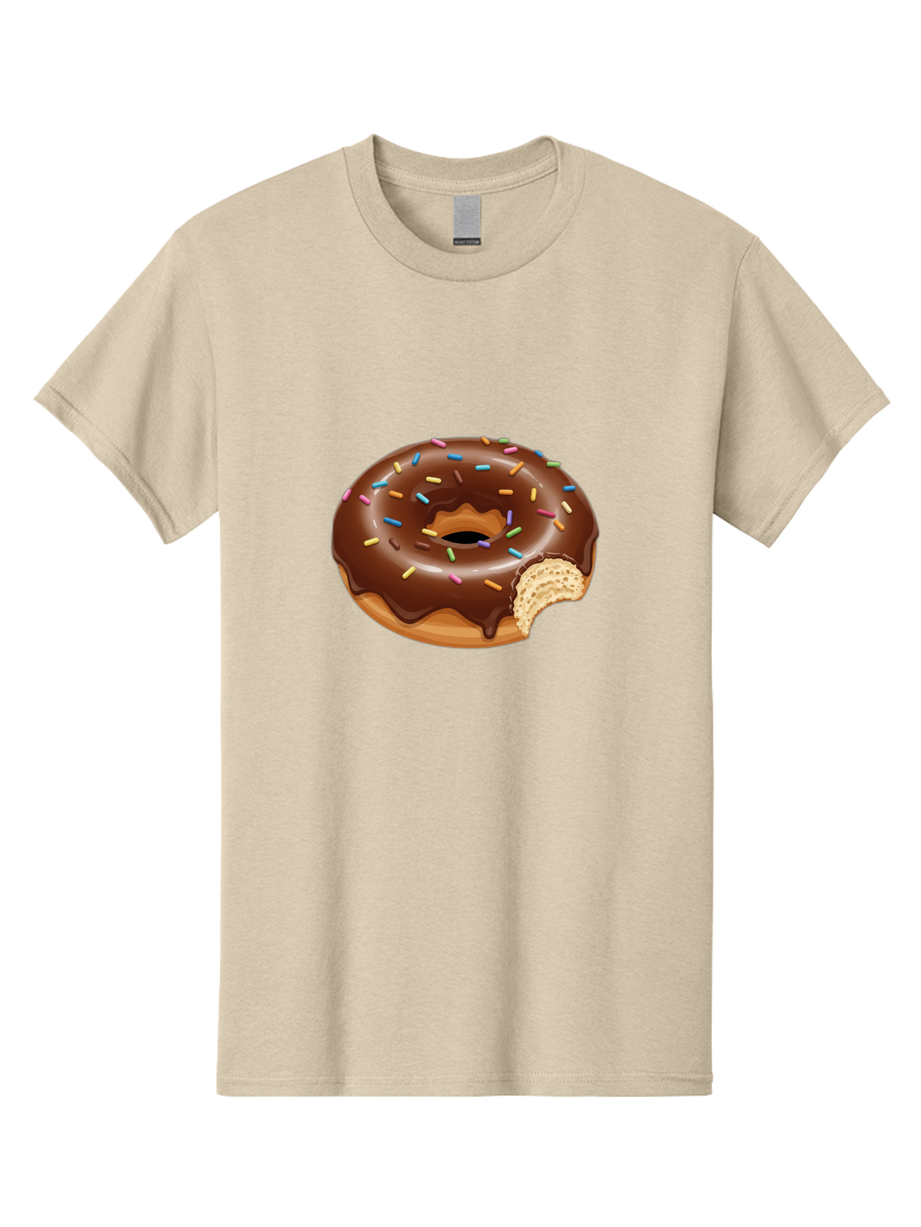 Chocolate-Donut-1 Men'S Graphic Tee, 100% Cotton, Comfortable Casual Summer Wear, Machine Washable, Chocolate Donut, Donut With Sprinkles, Bitten Donut, Sweet Treat, Dessert, Baked Goods, Colorful Sprinkles, Tasty Pastry, Delicious Donut Baa300