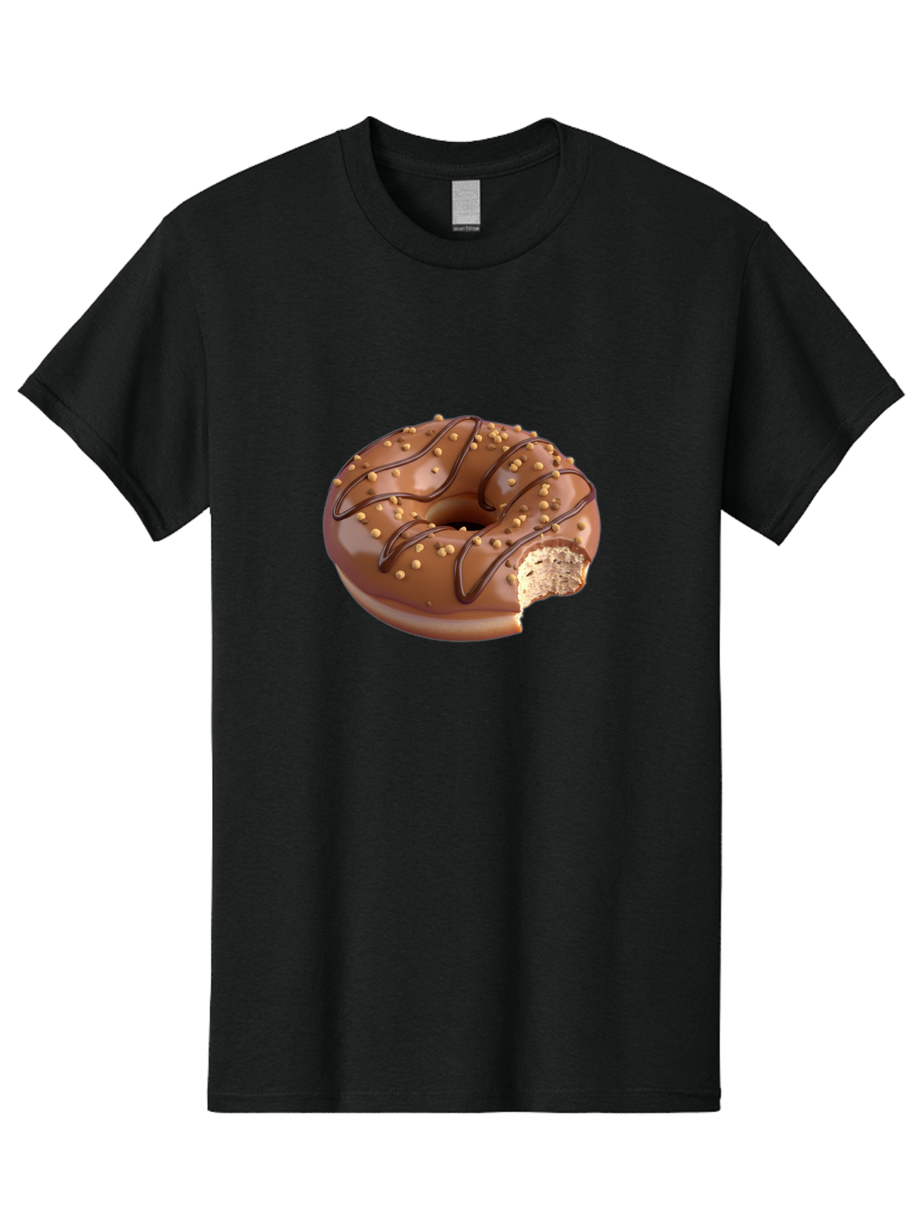 Chocolate-Donut-2 Men'S Graphic Tee, 100% Cotton, Comfortable Casual Summer Wear, Machine Washable, Chocolate Donut, Chocolate Frosting, Donut With Nuts, Chocolate Glaze, Donut With Sprinkles, Sweet Treat, Baked Goods, Doughnut Delight, Baa301