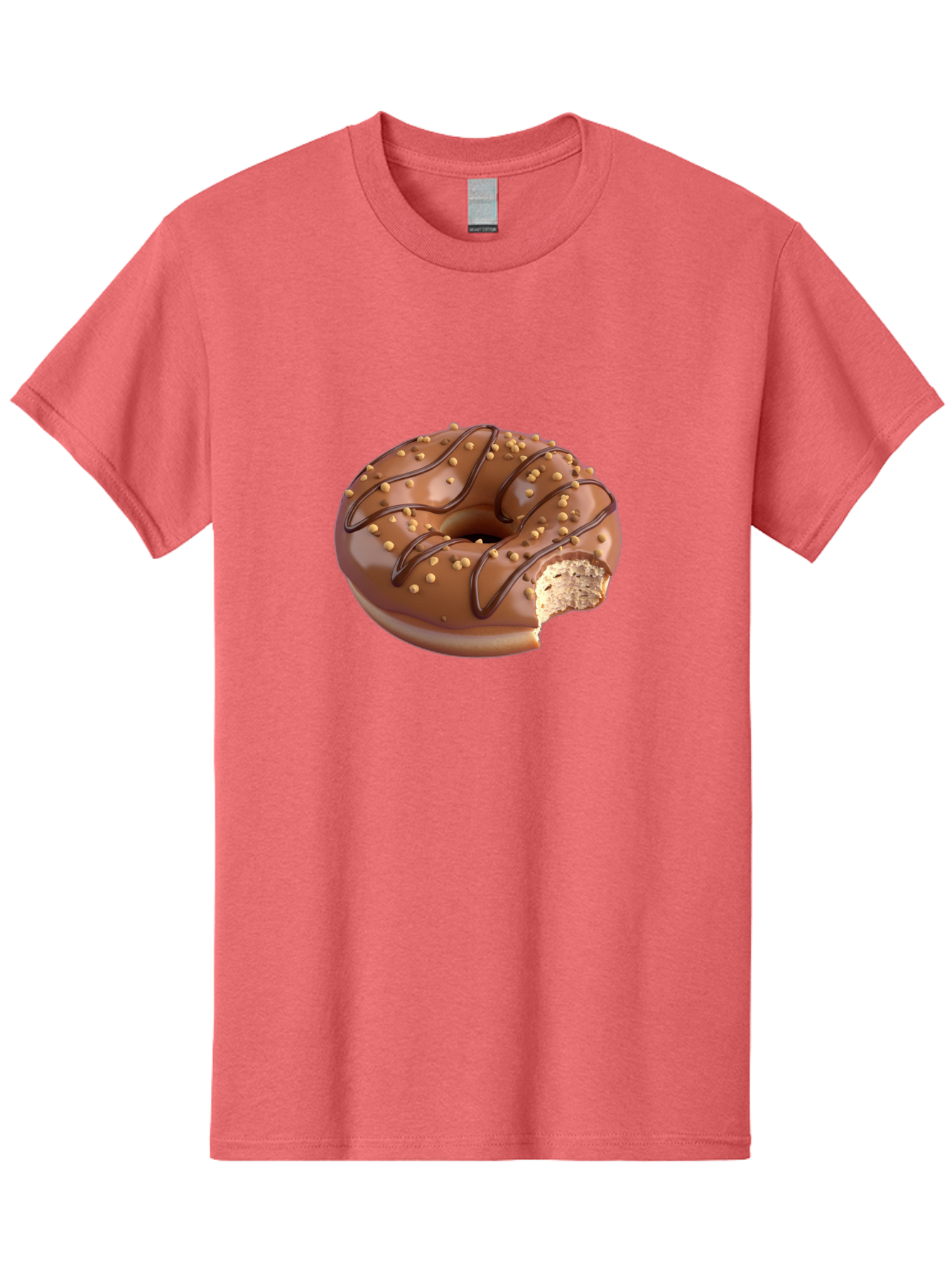 Chocolate-Donut-2 Men'S Graphic Tee, 100% Cotton, Comfortable Casual Summer Wear, Machine Washable, Chocolate Donut, Chocolate Frosting, Donut With Nuts, Chocolate Glaze, Donut With Sprinkles, Sweet Treat, Baked Goods, Doughnut Delight, Baa301