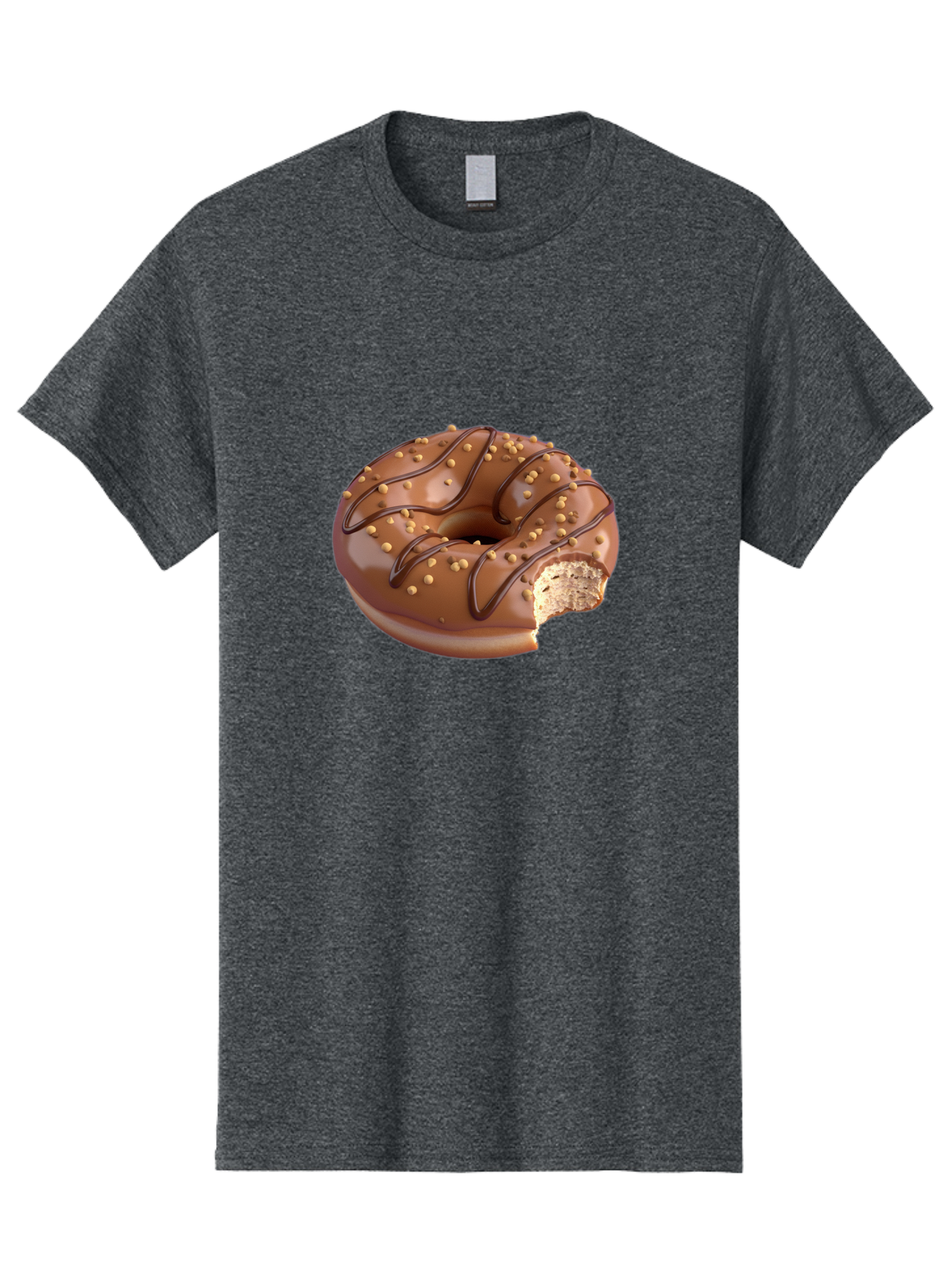 Chocolate-Donut-2 Men'S Graphic Tee, 100% Cotton, Comfortable Casual Summer Wear, Machine Washable, Chocolate Donut, Chocolate Frosting, Donut With Nuts, Chocolate Glaze, Donut With Sprinkles, Sweet Treat, Baked Goods, Doughnut Delight, Baa301