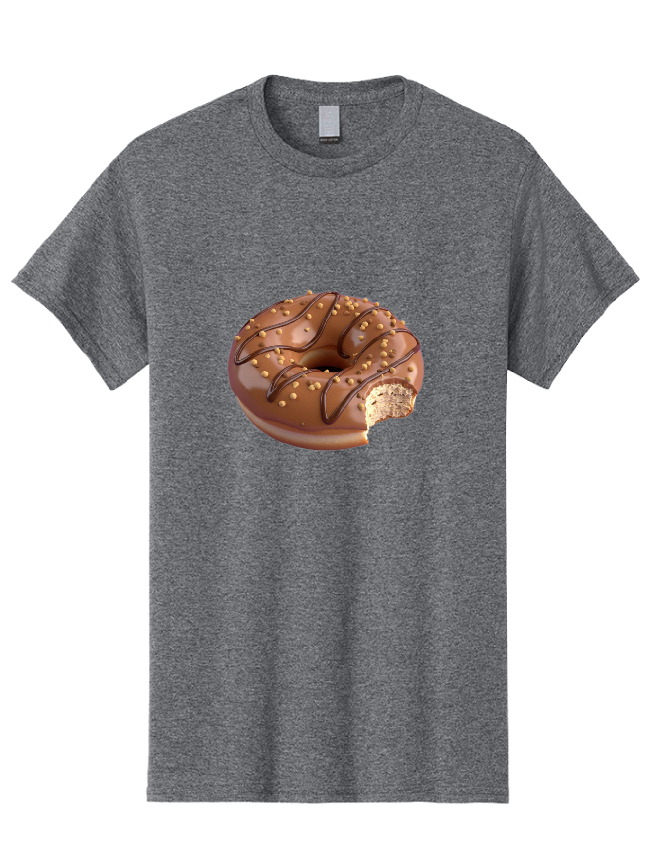 Chocolate-Donut-2 Men'S Graphic Tee, 100% Cotton, Comfortable Casual Summer Wear, Machine Washable, Chocolate Donut, Chocolate Frosting, Donut With Nuts, Chocolate Glaze, Donut With Sprinkles, Sweet Treat, Baked Goods, Doughnut Delight, Baa301