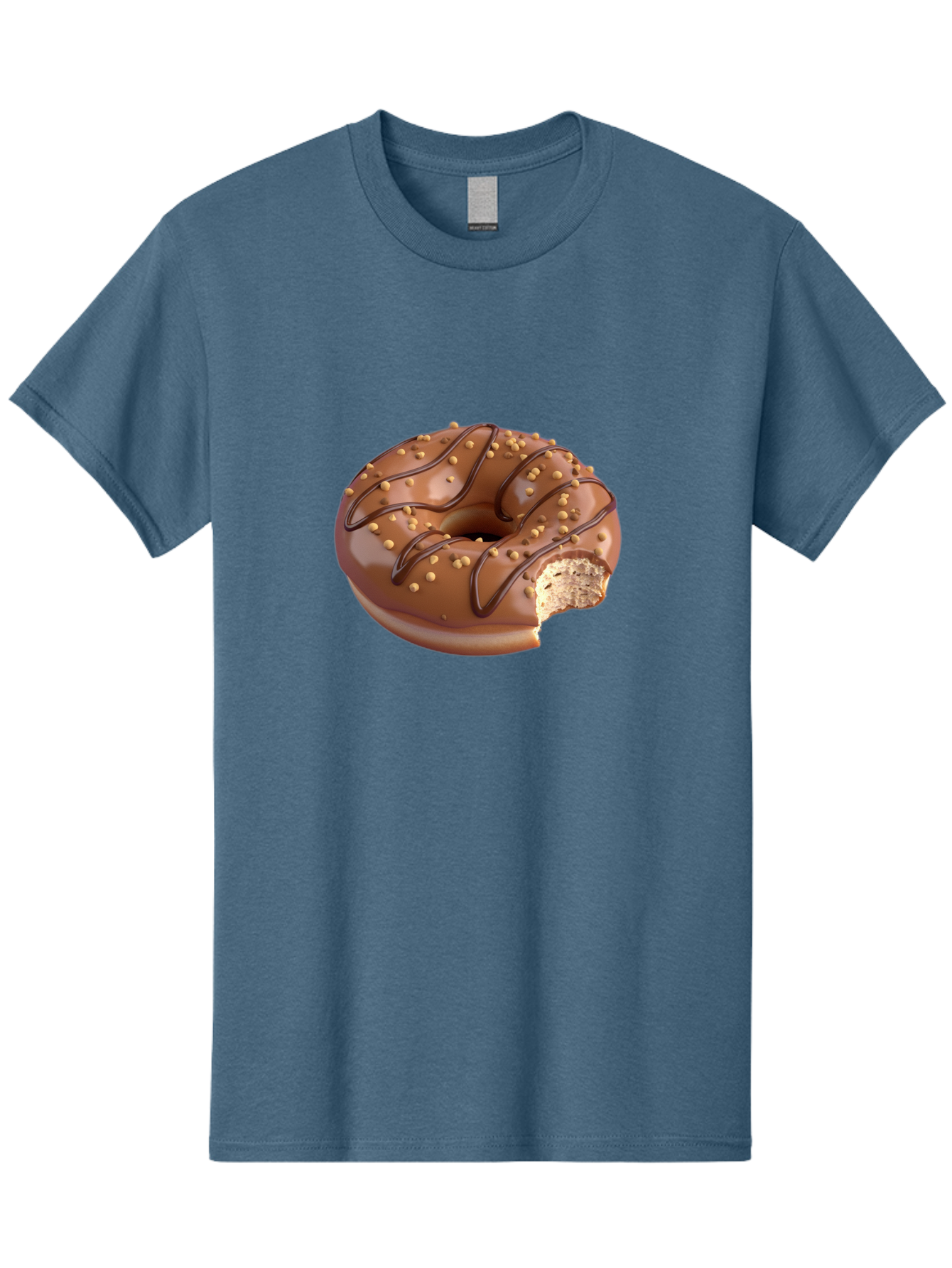 Chocolate-Donut-2 Men'S Graphic Tee, 100% Cotton, Comfortable Casual Summer Wear, Machine Washable, Chocolate Donut, Chocolate Frosting, Donut With Nuts, Chocolate Glaze, Donut With Sprinkles, Sweet Treat, Baked Goods, Doughnut Delight, Baa301