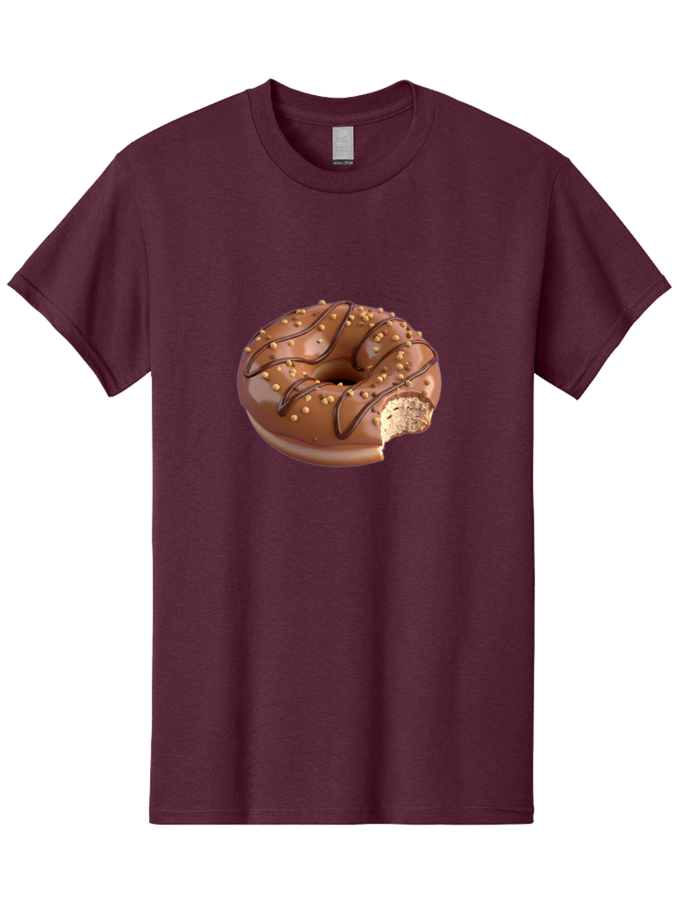 Chocolate-Donut-2 Men'S Graphic Tee, 100% Cotton, Comfortable Casual Summer Wear, Machine Washable, Chocolate Donut, Chocolate Frosting, Donut With Nuts, Chocolate Glaze, Donut With Sprinkles, Sweet Treat, Baked Goods, Doughnut Delight, Baa301