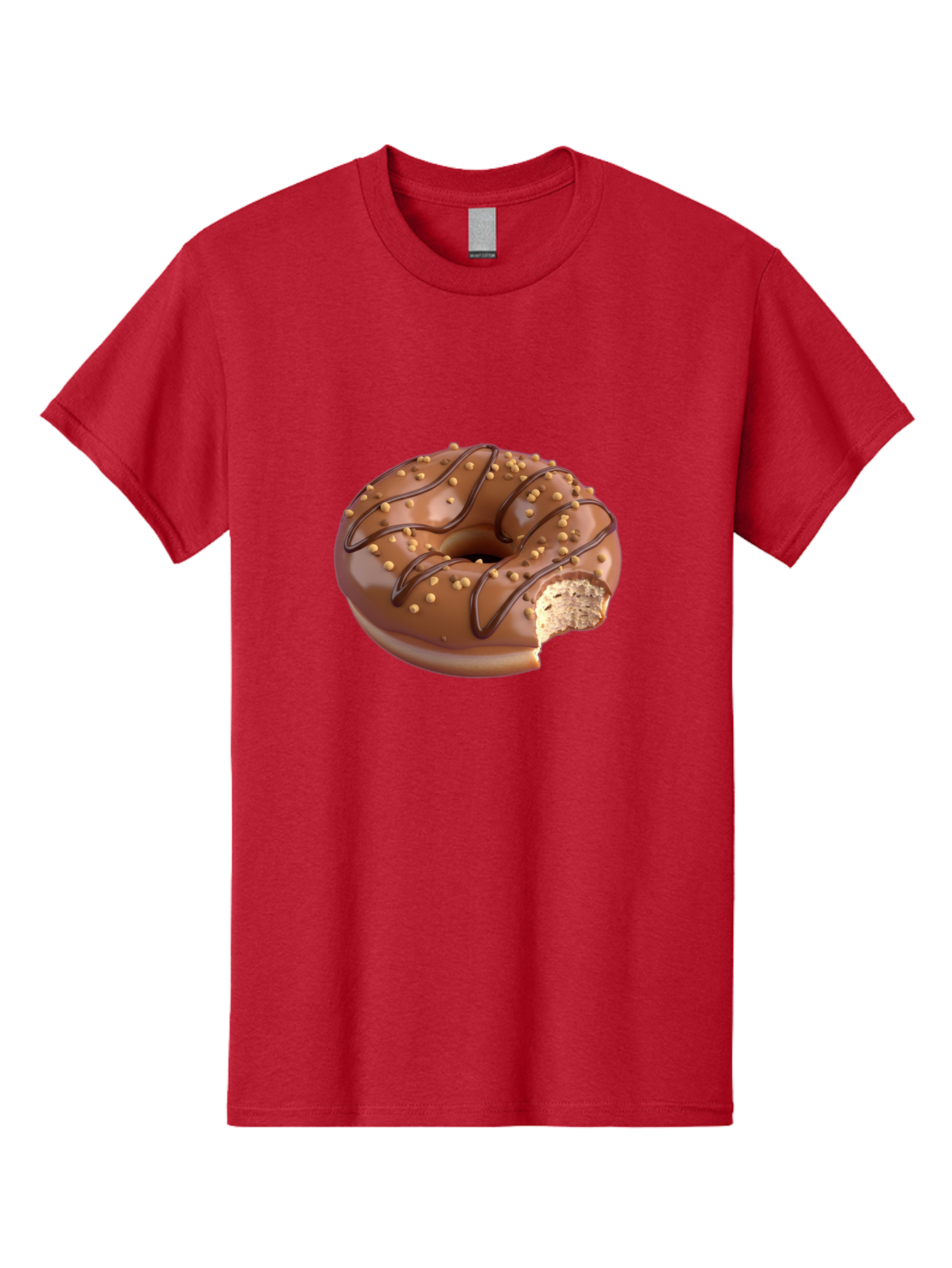 Chocolate-Donut-2 Men'S Graphic Tee, 100% Cotton, Comfortable Casual Summer Wear, Machine Washable, Chocolate Donut, Chocolate Frosting, Donut With Nuts, Chocolate Glaze, Donut With Sprinkles, Sweet Treat, Baked Goods, Doughnut Delight, Baa301
