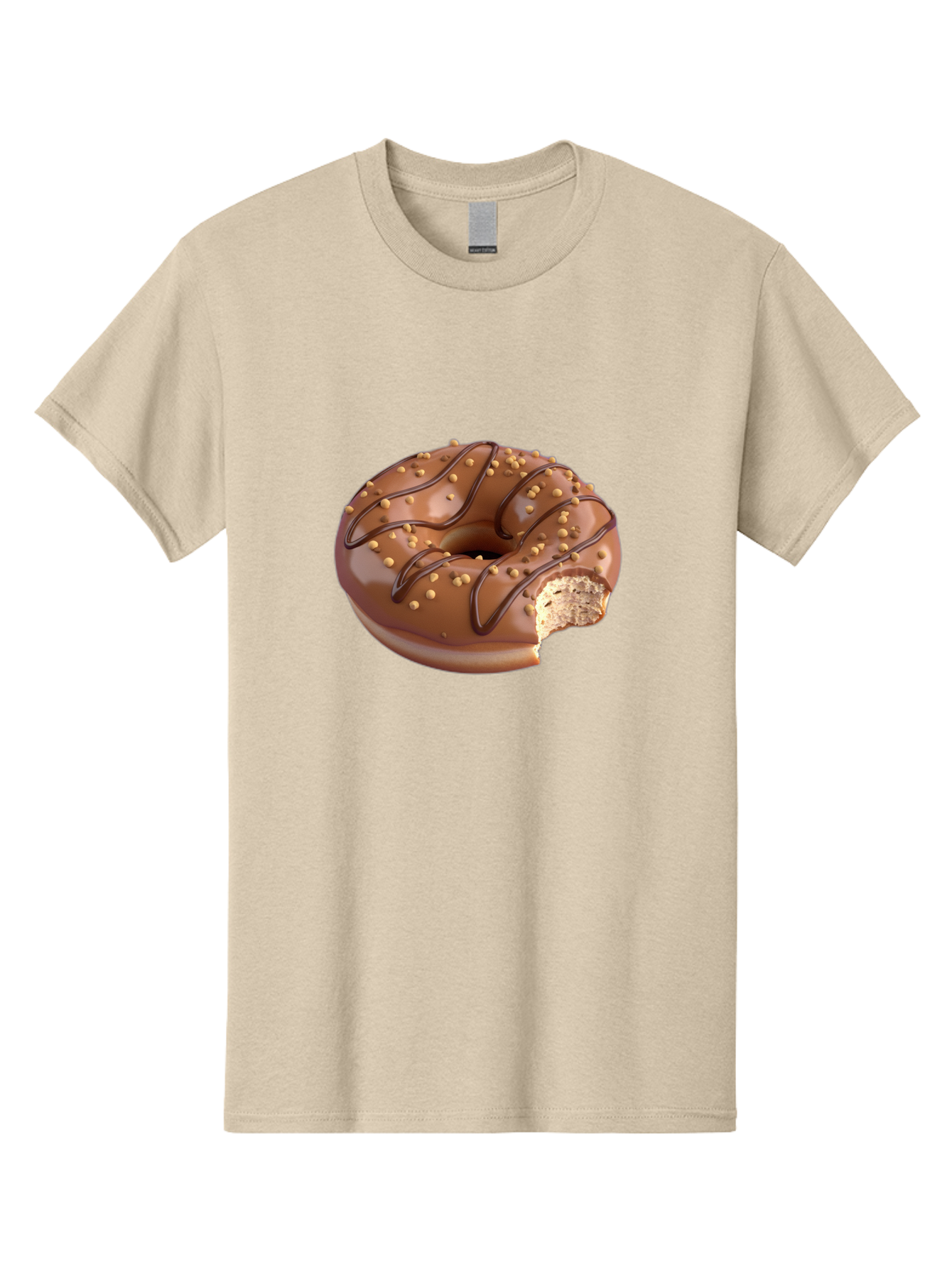 Chocolate-Donut-2 Men'S Graphic Tee, 100% Cotton, Comfortable Casual Summer Wear, Machine Washable, Chocolate Donut, Chocolate Frosting, Donut With Nuts, Chocolate Glaze, Donut With Sprinkles, Sweet Treat, Baked Goods, Doughnut Delight, Baa301