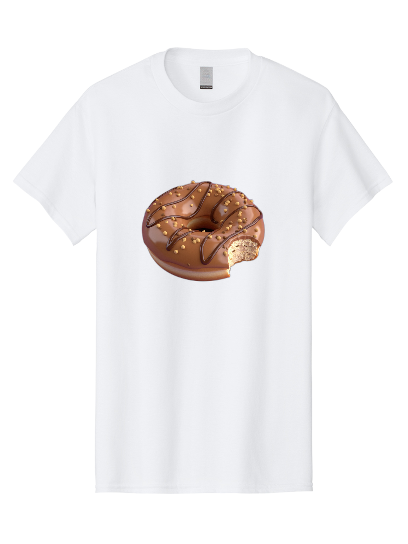 Chocolate-Donut-2 Men'S Graphic Tee, 100% Cotton, Comfortable Casual Summer Wear, Machine Washable, Chocolate Donut, Chocolate Frosting, Donut With Nuts, Chocolate Glaze, Donut With Sprinkles, Sweet Treat, Baked Goods, Doughnut Delight, Baa301
