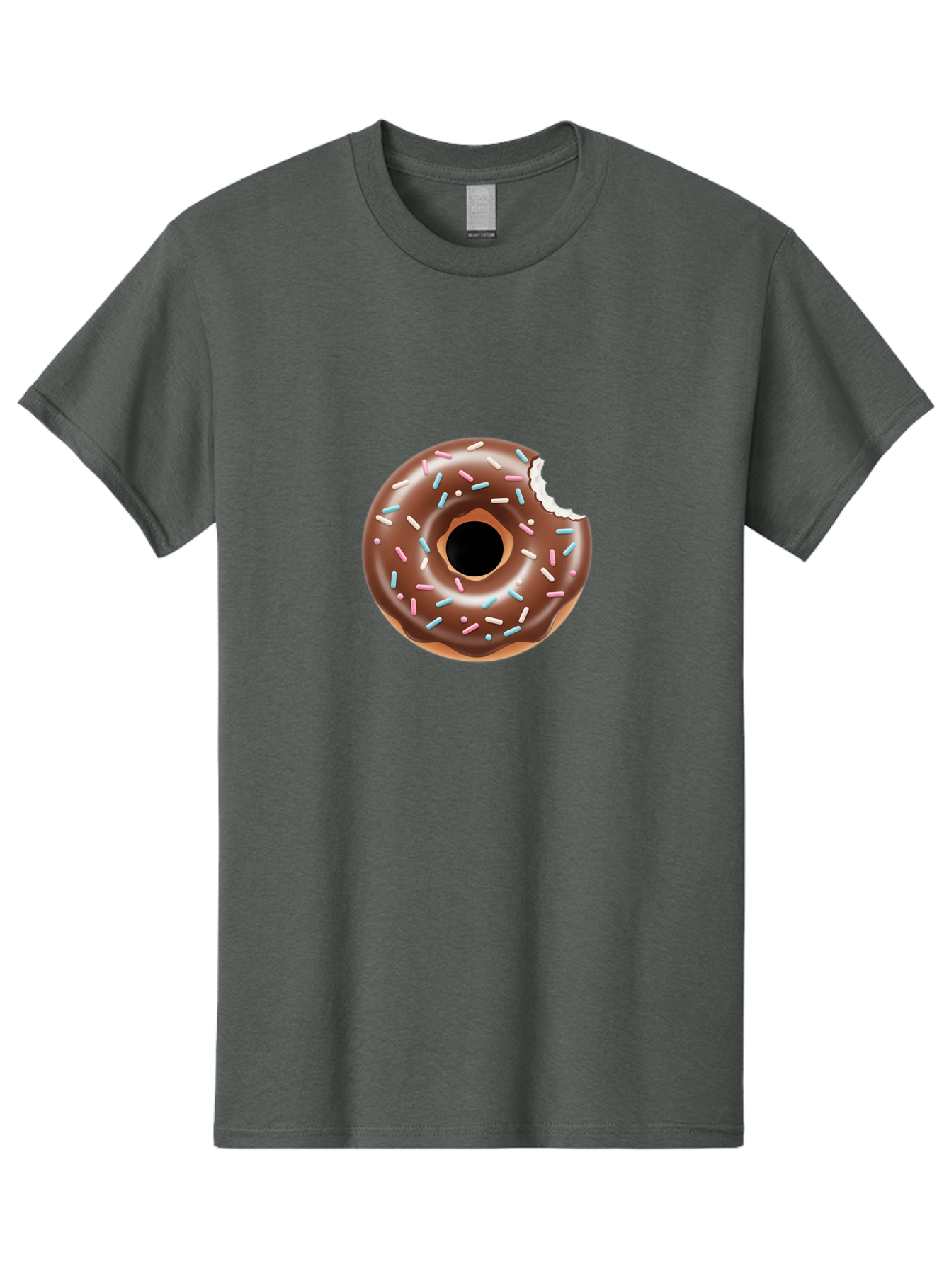 Chocolate-Donut-5 Men'S Graphic Tee, 100% Cotton, Comfortable Casual Summer Wear, Machine Washable, Chocolate Glazed Donut, Donut With Sprinkles, Bitten Donut, Sweet Treats, Baked Goods, Indulgent Desserts, Tasty Pastry, Colorful Sprinkles, Baa304