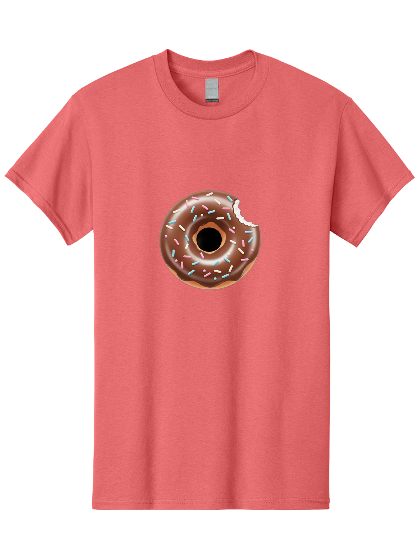 Chocolate-Donut-5 Men'S Graphic Tee, 100% Cotton, Comfortable Casual Summer Wear, Machine Washable, Chocolate Glazed Donut, Donut With Sprinkles, Bitten Donut, Sweet Treats, Baked Goods, Indulgent Desserts, Tasty Pastry, Colorful Sprinkles, Baa304