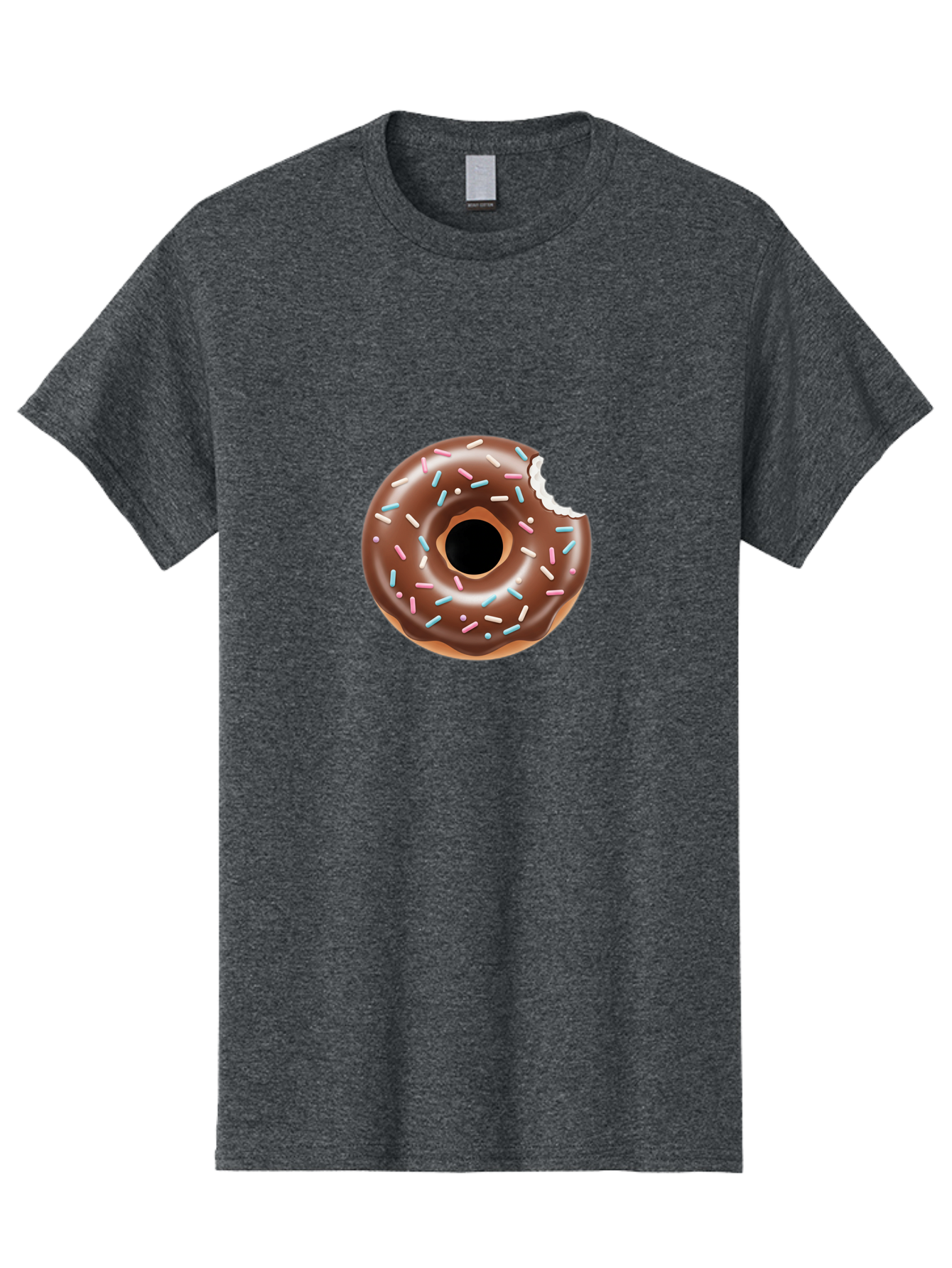 Chocolate-Donut-5 Men'S Graphic Tee, 100% Cotton, Comfortable Casual Summer Wear, Machine Washable, Chocolate Glazed Donut, Donut With Sprinkles, Bitten Donut, Sweet Treats, Baked Goods, Indulgent Desserts, Tasty Pastry, Colorful Sprinkles, Baa304