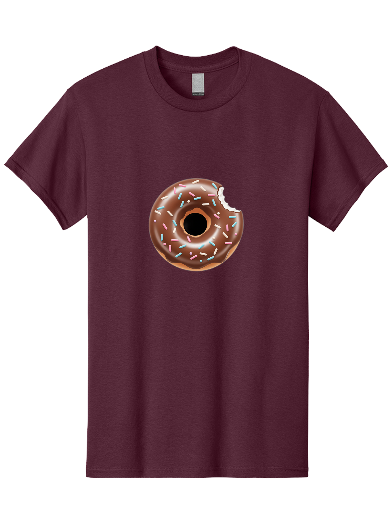 Chocolate-Donut-5 Men'S Graphic Tee, 100% Cotton, Comfortable Casual Summer Wear, Machine Washable, Chocolate Glazed Donut, Donut With Sprinkles, Bitten Donut, Sweet Treats, Baked Goods, Indulgent Desserts, Tasty Pastry, Colorful Sprinkles, Baa304