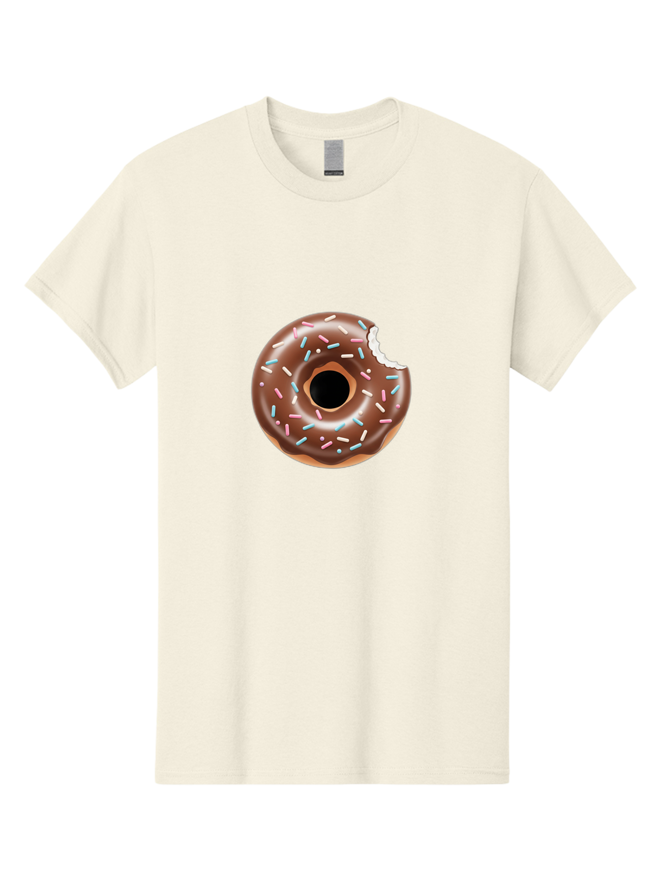 Chocolate-Donut-5 Men'S Graphic Tee, 100% Cotton, Comfortable Casual Summer Wear, Machine Washable, Chocolate Glazed Donut, Donut With Sprinkles, Bitten Donut, Sweet Treats, Baked Goods, Indulgent Desserts, Tasty Pastry, Colorful Sprinkles, Baa304