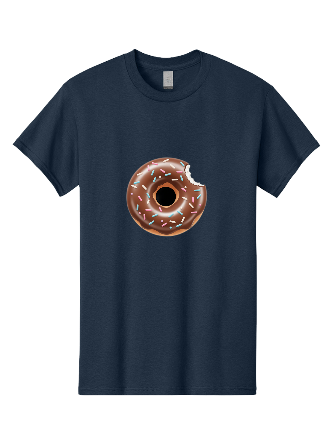 Chocolate-Donut-5 Men'S Graphic Tee, 100% Cotton, Comfortable Casual Summer Wear, Machine Washable, Chocolate Glazed Donut, Donut With Sprinkles, Bitten Donut, Sweet Treats, Baked Goods, Indulgent Desserts, Tasty Pastry, Colorful Sprinkles, Baa304