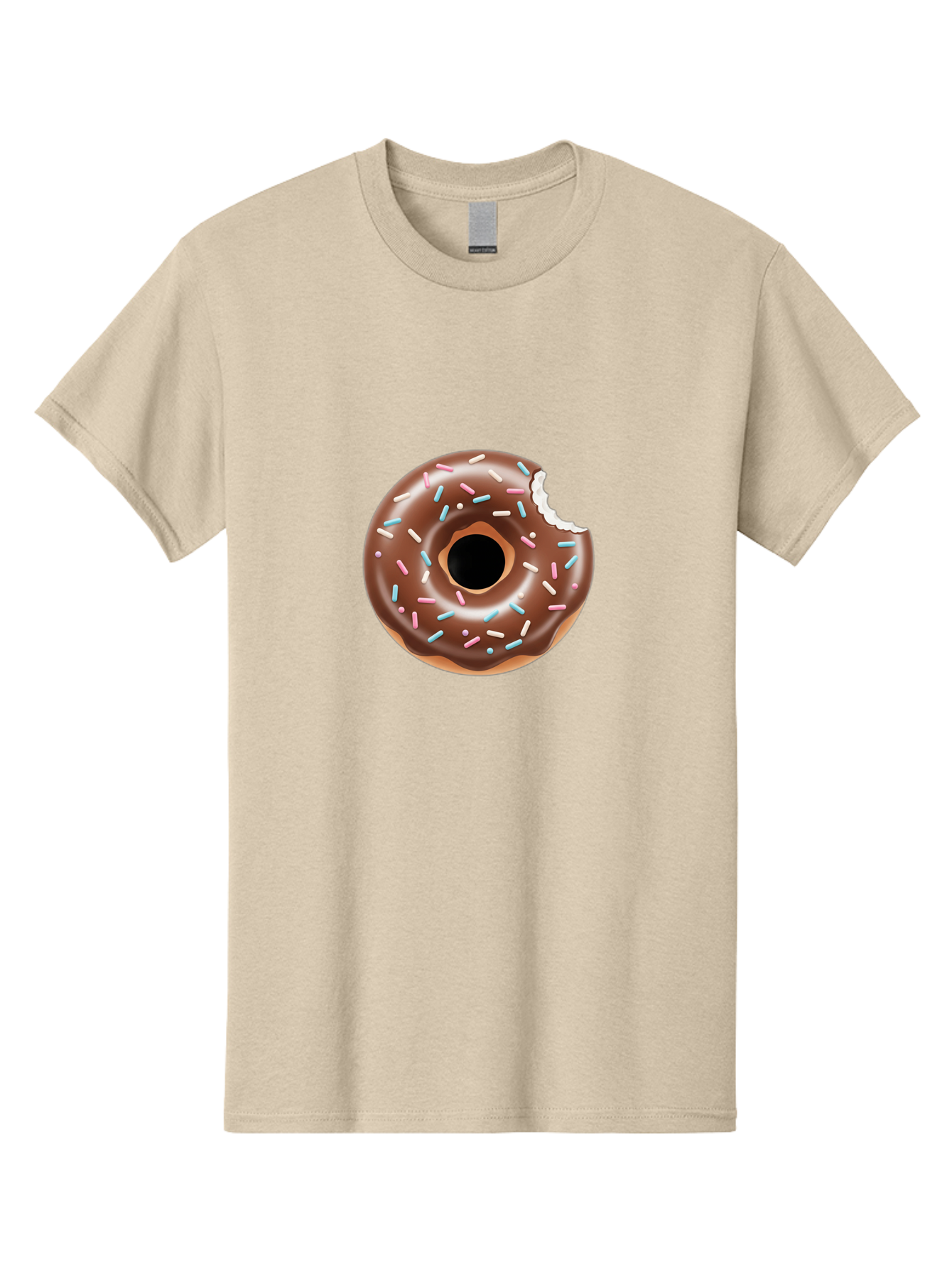 Chocolate-Donut-5 Men'S Graphic Tee, 100% Cotton, Comfortable Casual Summer Wear, Machine Washable, Chocolate Glazed Donut, Donut With Sprinkles, Bitten Donut, Sweet Treats, Baked Goods, Indulgent Desserts, Tasty Pastry, Colorful Sprinkles, Baa304