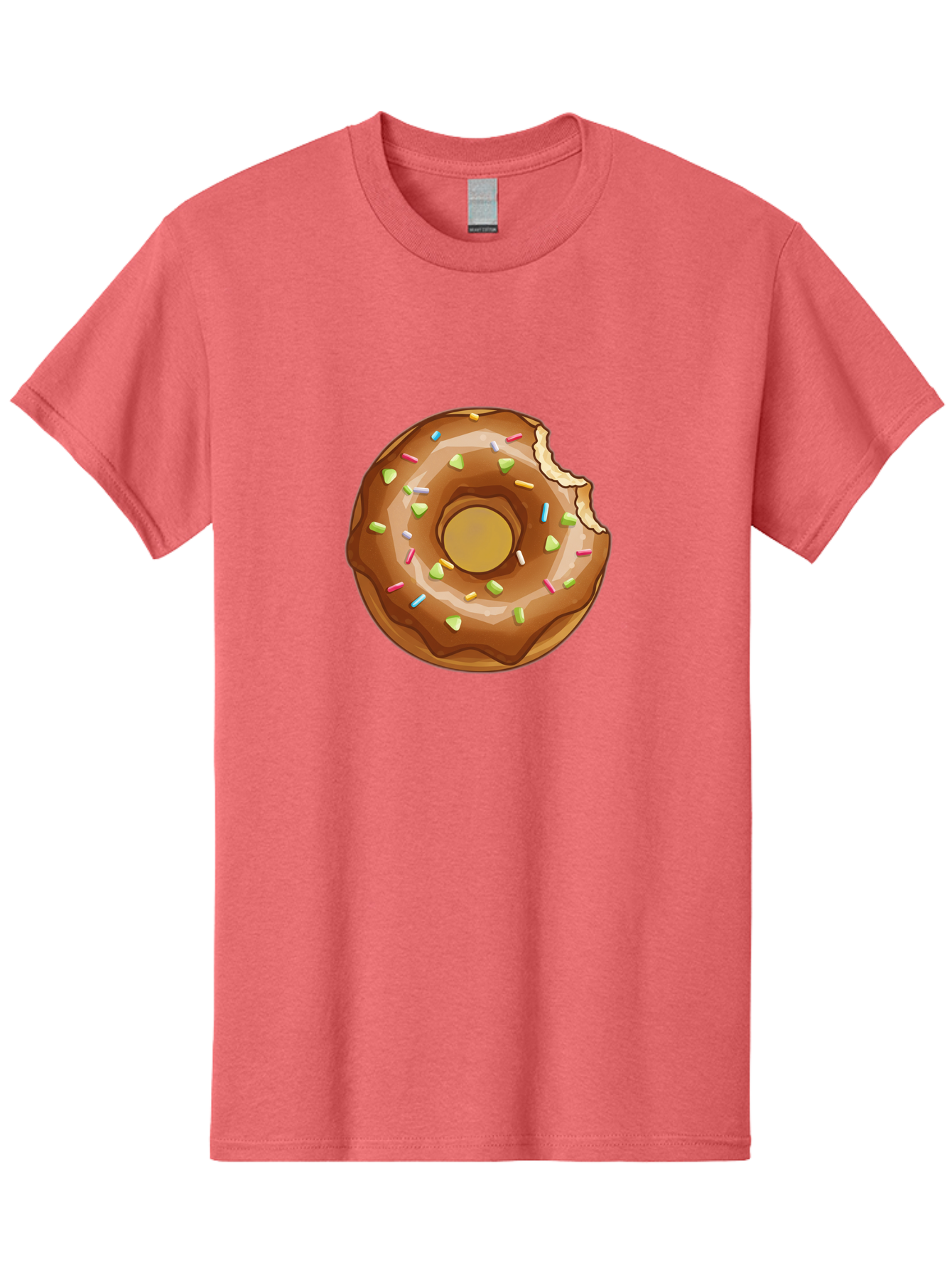 Chocolate-Donut-7 Men'S Graphic Tee, 100% Cotton, Comfortable Casual Summer Wear, Machine Washable, Chocolate Donut, Donut With Sprinkles, Bitten Donut, Glazed Donut, Colorful Sprinkles, Sweet Treats, Baked Goods, Donut Illustration, Baa306
