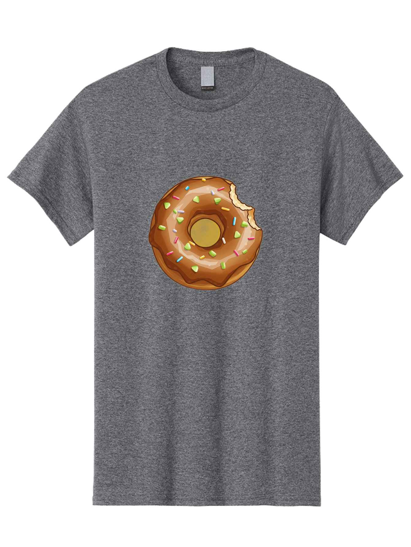 Chocolate-Donut-7 Men'S Graphic Tee, 100% Cotton, Comfortable Casual Summer Wear, Machine Washable, Chocolate Donut, Donut With Sprinkles, Bitten Donut, Glazed Donut, Colorful Sprinkles, Sweet Treats, Baked Goods, Donut Illustration, Baa306