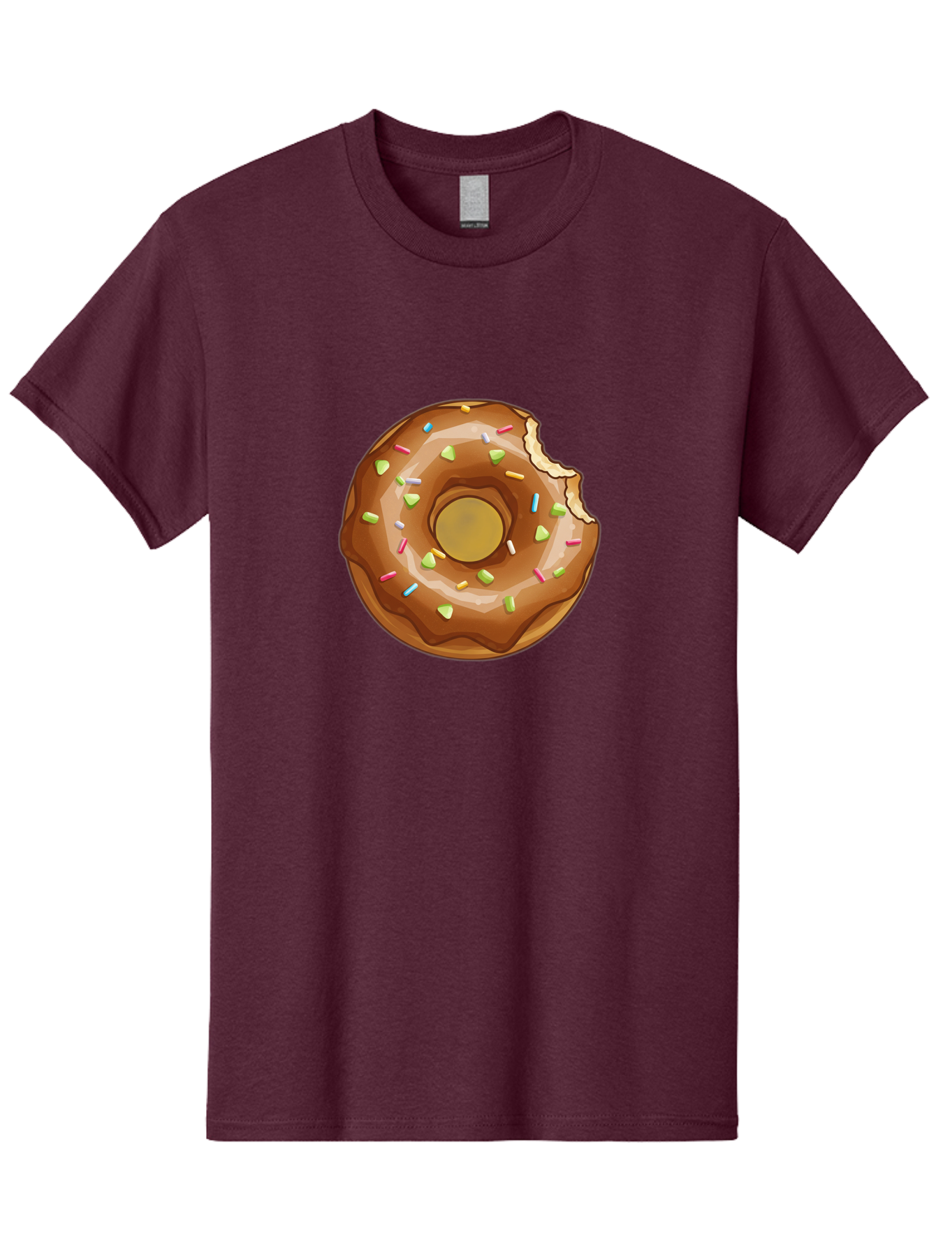 Chocolate-Donut-7 Men'S Graphic Tee, 100% Cotton, Comfortable Casual Summer Wear, Machine Washable, Chocolate Donut, Donut With Sprinkles, Bitten Donut, Glazed Donut, Colorful Sprinkles, Sweet Treats, Baked Goods, Donut Illustration, Baa306