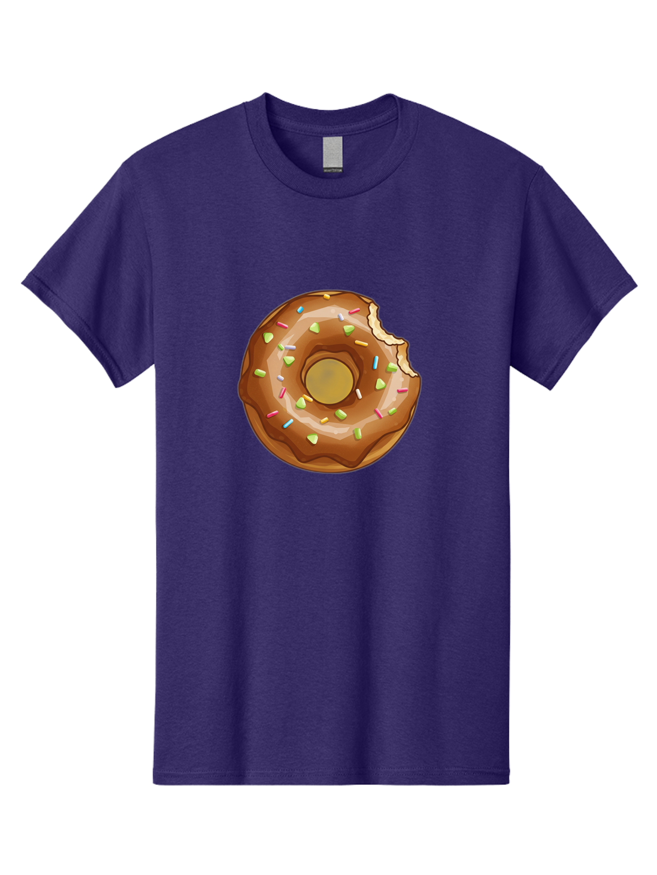 Chocolate-Donut-7 Men'S Graphic Tee, 100% Cotton, Comfortable Casual Summer Wear, Machine Washable, Chocolate Donut, Donut With Sprinkles, Bitten Donut, Glazed Donut, Colorful Sprinkles, Sweet Treats, Baked Goods, Donut Illustration, Baa306