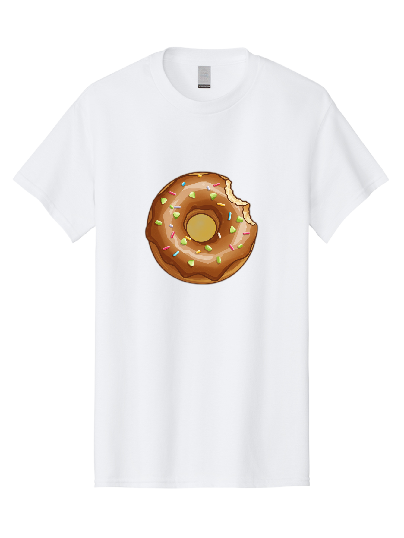 Chocolate-Donut-7 Men'S Graphic Tee, 100% Cotton, Comfortable Casual Summer Wear, Machine Washable, Chocolate Donut, Donut With Sprinkles, Bitten Donut, Glazed Donut, Colorful Sprinkles, Sweet Treats, Baked Goods, Donut Illustration, Baa306