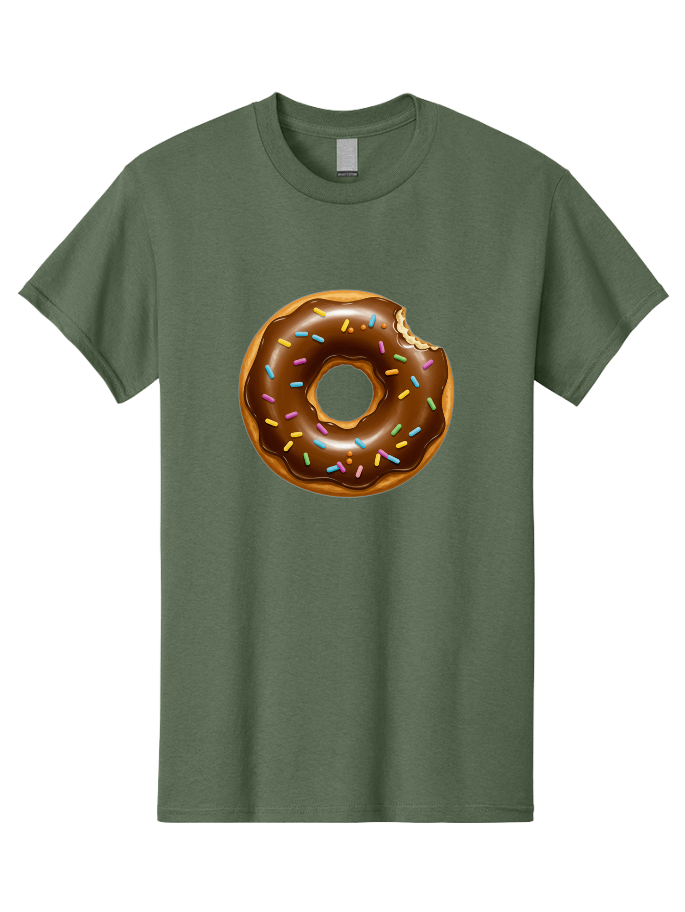 Chocolate-Donut-Sprinkles Men'S Graphic Tee, 100% Cotton, Comfortable Casual Summer Wear, Machine Washable, Chocolate Donut, Donut With Sprinkles, Bitten Donut, Sweet Treats, Baked Goods, Chocolate Glaze, Colorful Sprinkles, Tempting Dessert, Baa307