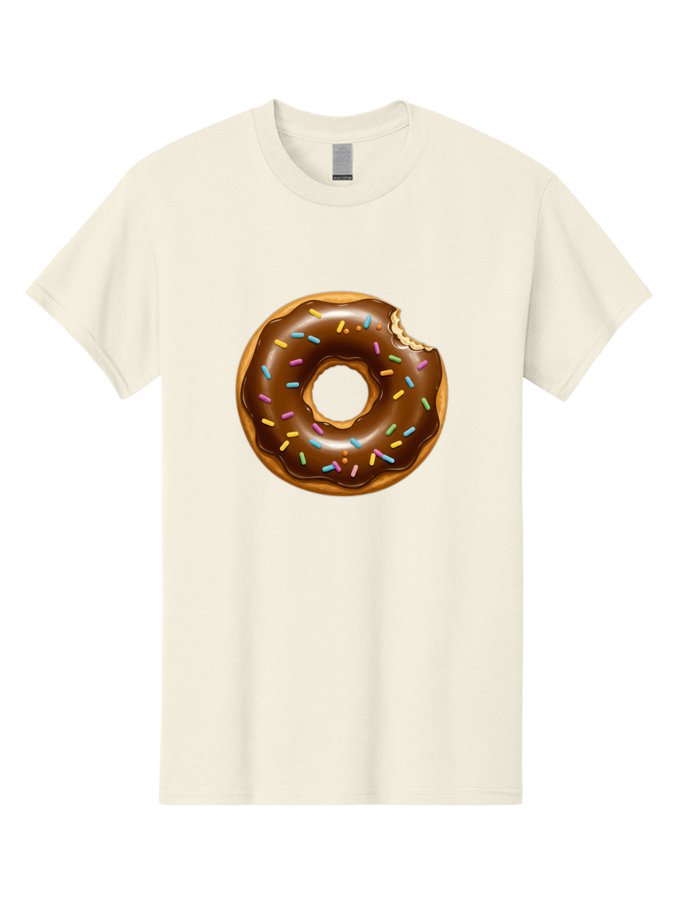 Chocolate-Donut-Sprinkles Men'S Graphic Tee, 100% Cotton, Comfortable Casual Summer Wear, Machine Washable, Chocolate Donut, Donut With Sprinkles, Bitten Donut, Sweet Treats, Baked Goods, Chocolate Glaze, Colorful Sprinkles, Tempting Dessert, Baa307