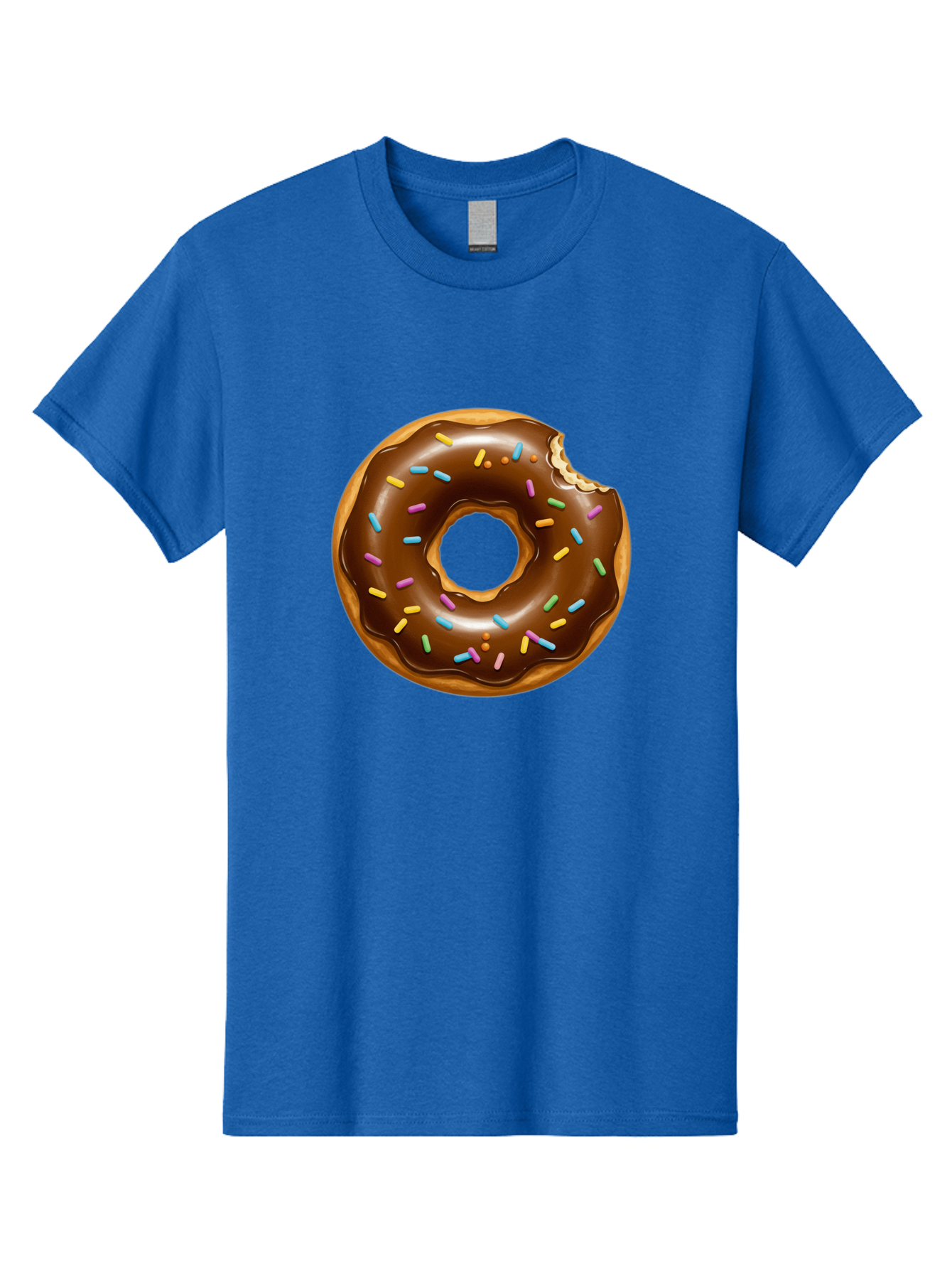 Chocolate-Donut-Sprinkles Men'S Graphic Tee, 100% Cotton, Comfortable Casual Summer Wear, Machine Washable, Chocolate Donut, Donut With Sprinkles, Bitten Donut, Sweet Treats, Baked Goods, Chocolate Glaze, Colorful Sprinkles, Tempting Dessert, Baa307