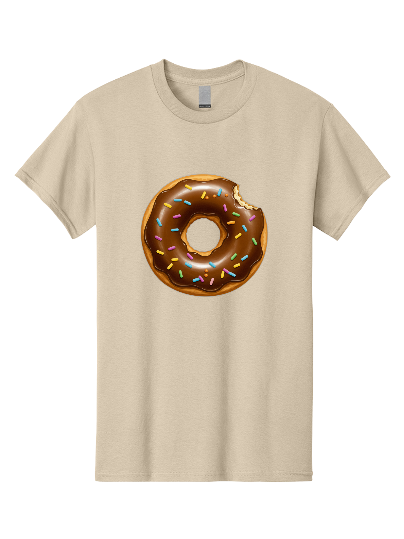 Chocolate-Donut-Sprinkles Men'S Graphic Tee, 100% Cotton, Comfortable Casual Summer Wear, Machine Washable, Chocolate Donut, Donut With Sprinkles, Bitten Donut, Sweet Treats, Baked Goods, Chocolate Glaze, Colorful Sprinkles, Tempting Dessert, Baa307