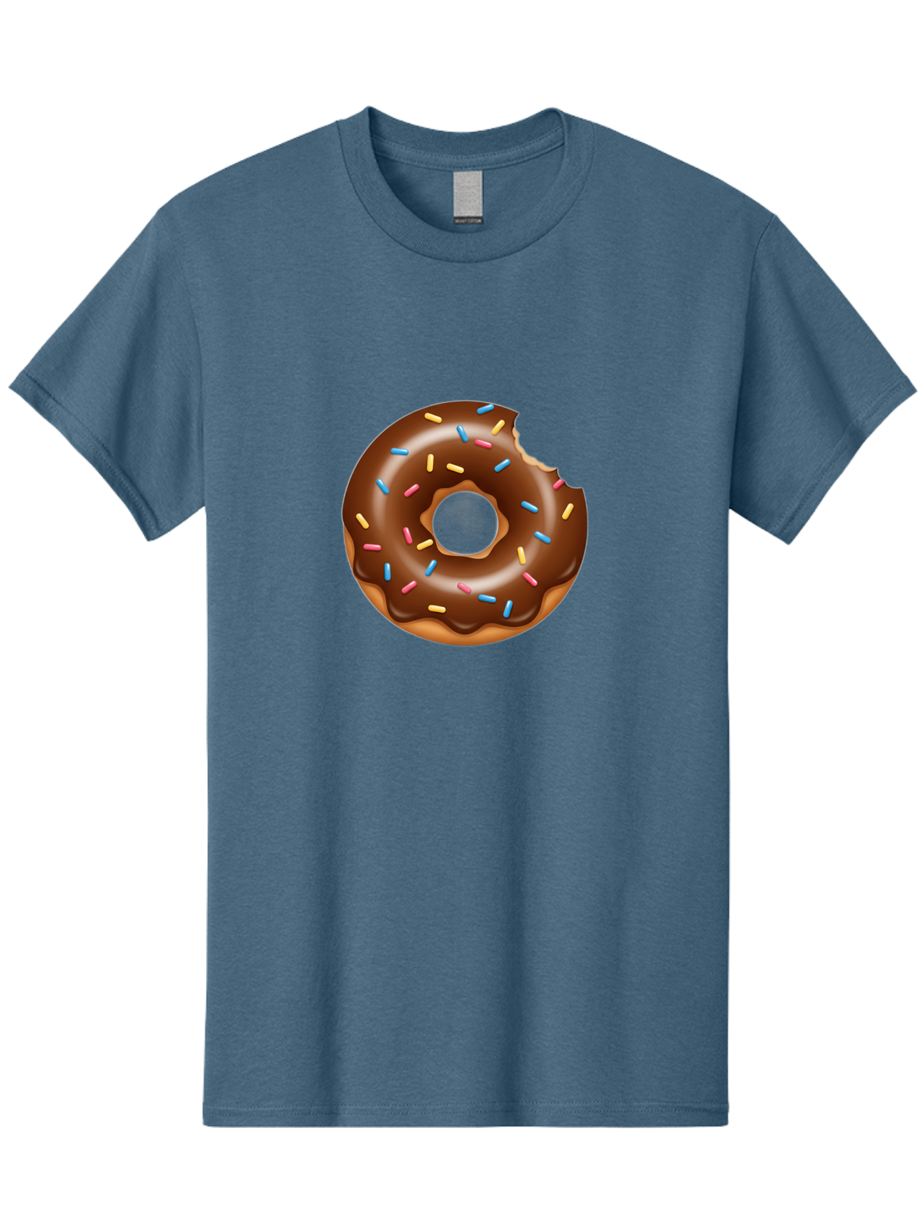 Chocolate-Donut Men'S Graphic Tee, 100% Cotton, Comfortable Casual Summer Wear, Machine Washable, Chocolate Frosted Donut, Donut With Sprinkles, Bitten Donut, Sweet Treats, Dessert, Baked Goods, Tasty, Colorful Sprinkles, Indulgent Snack, Baa308