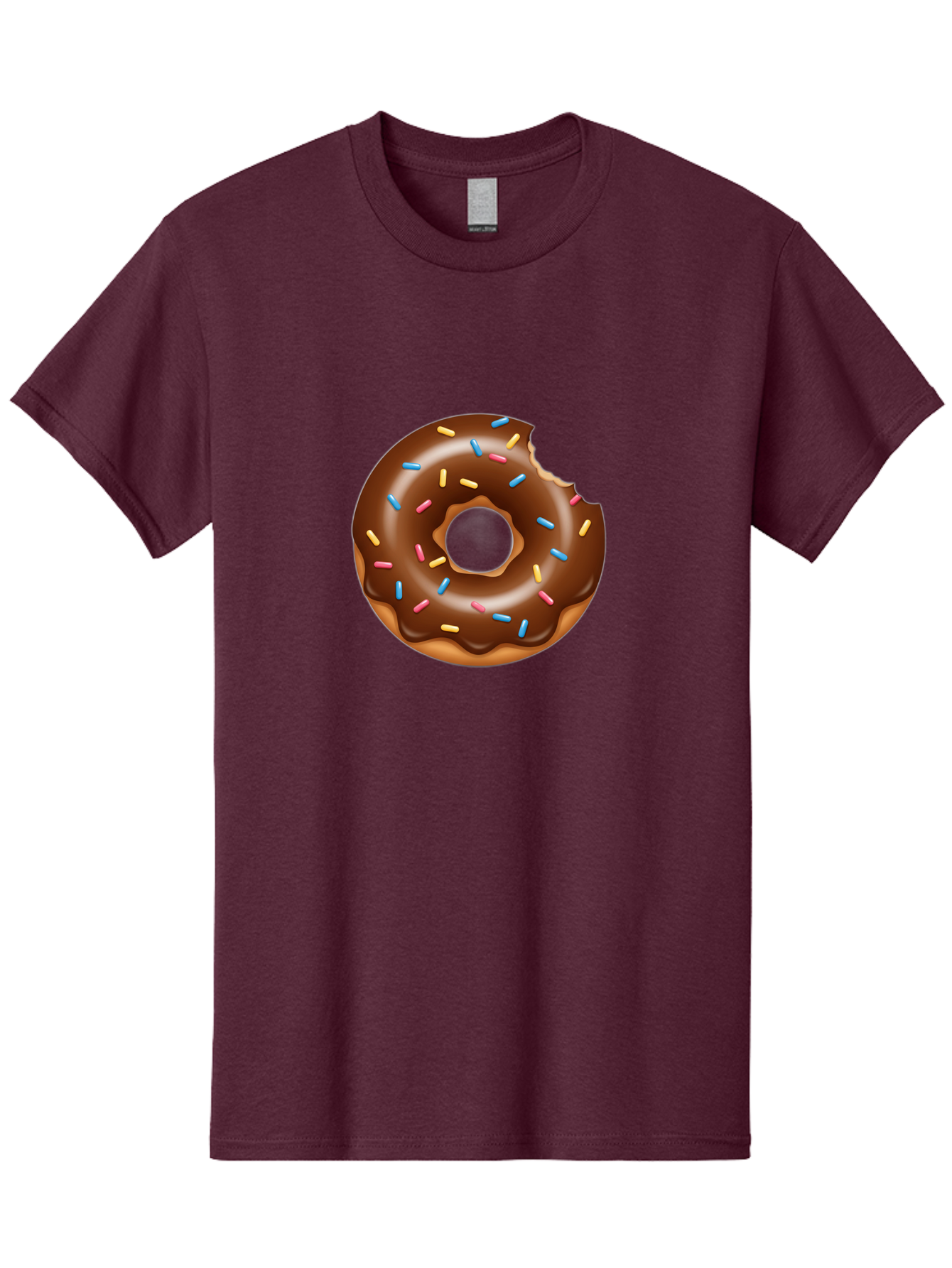 Chocolate-Donut Men'S Graphic Tee, 100% Cotton, Comfortable Casual Summer Wear, Machine Washable, Chocolate Frosted Donut, Donut With Sprinkles, Bitten Donut, Sweet Treats, Dessert, Baked Goods, Tasty, Colorful Sprinkles, Indulgent Snack, Baa308