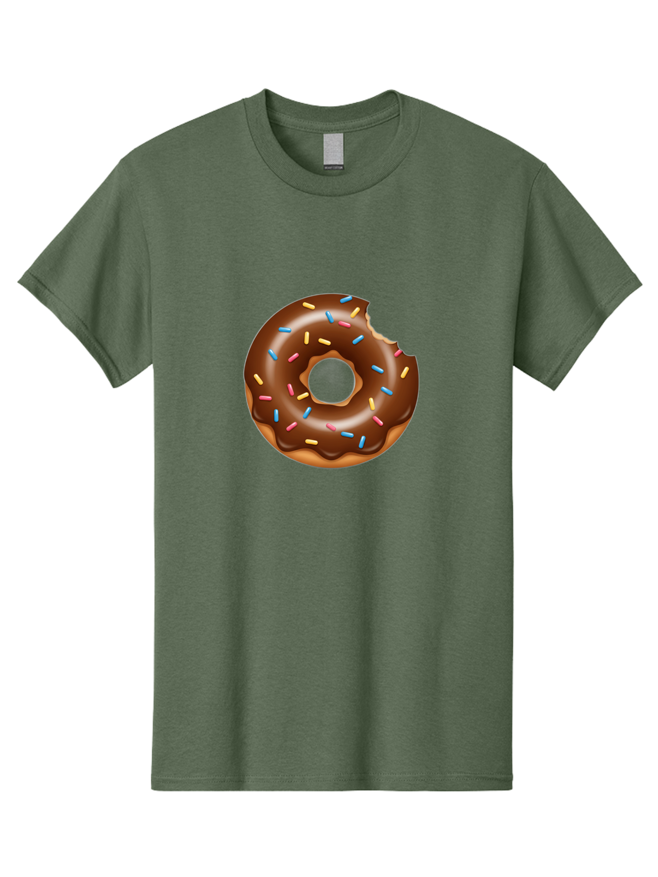 Chocolate-Donut Men'S Graphic Tee, 100% Cotton, Comfortable Casual Summer Wear, Machine Washable, Chocolate Frosted Donut, Donut With Sprinkles, Bitten Donut, Sweet Treats, Dessert, Baked Goods, Tasty, Colorful Sprinkles, Indulgent Snack, Baa308
